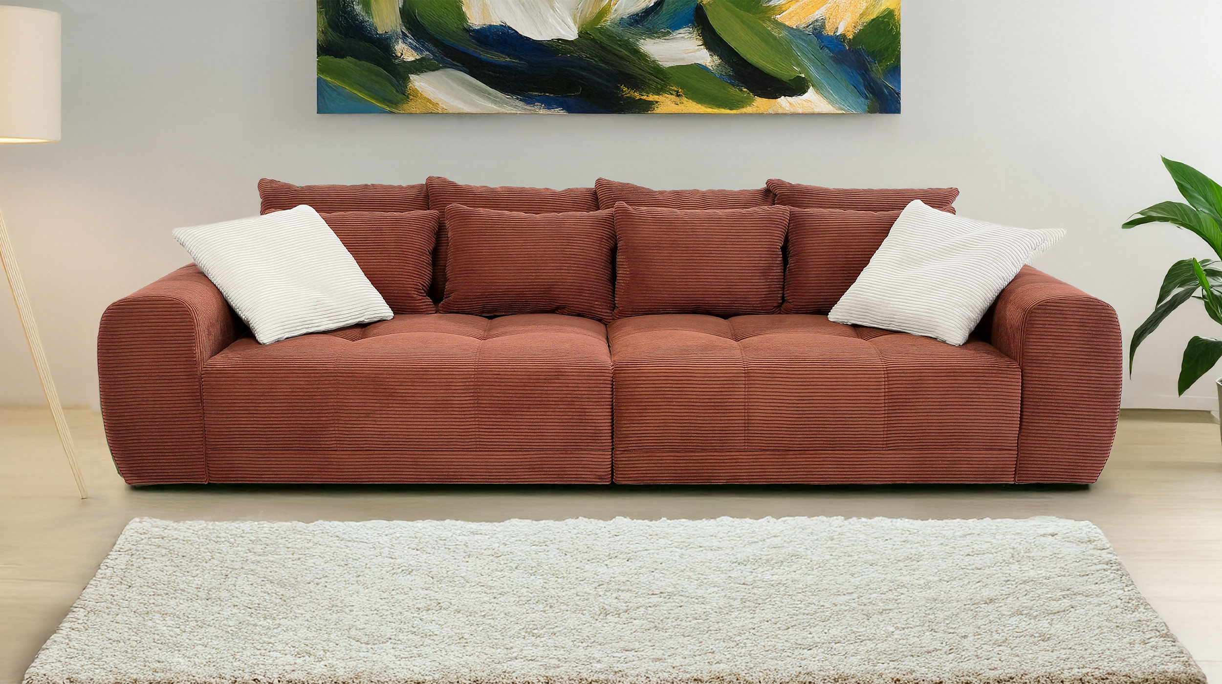 Big Sofa Cord rost - 308 cm - Federkern - JANNI