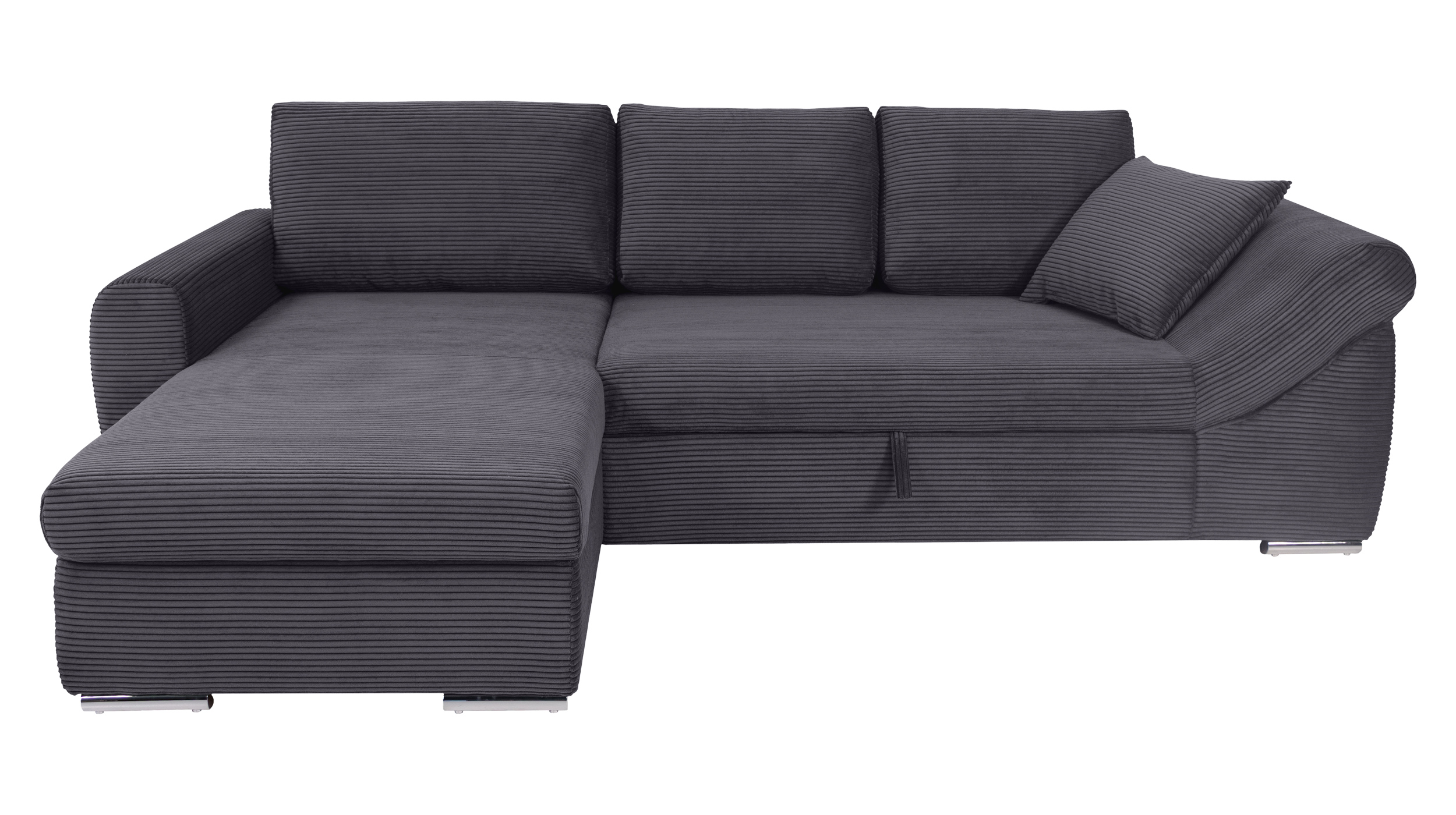 Ecksofa Schlaffunktion Bettkasten anthrazit Cord - RAMONA