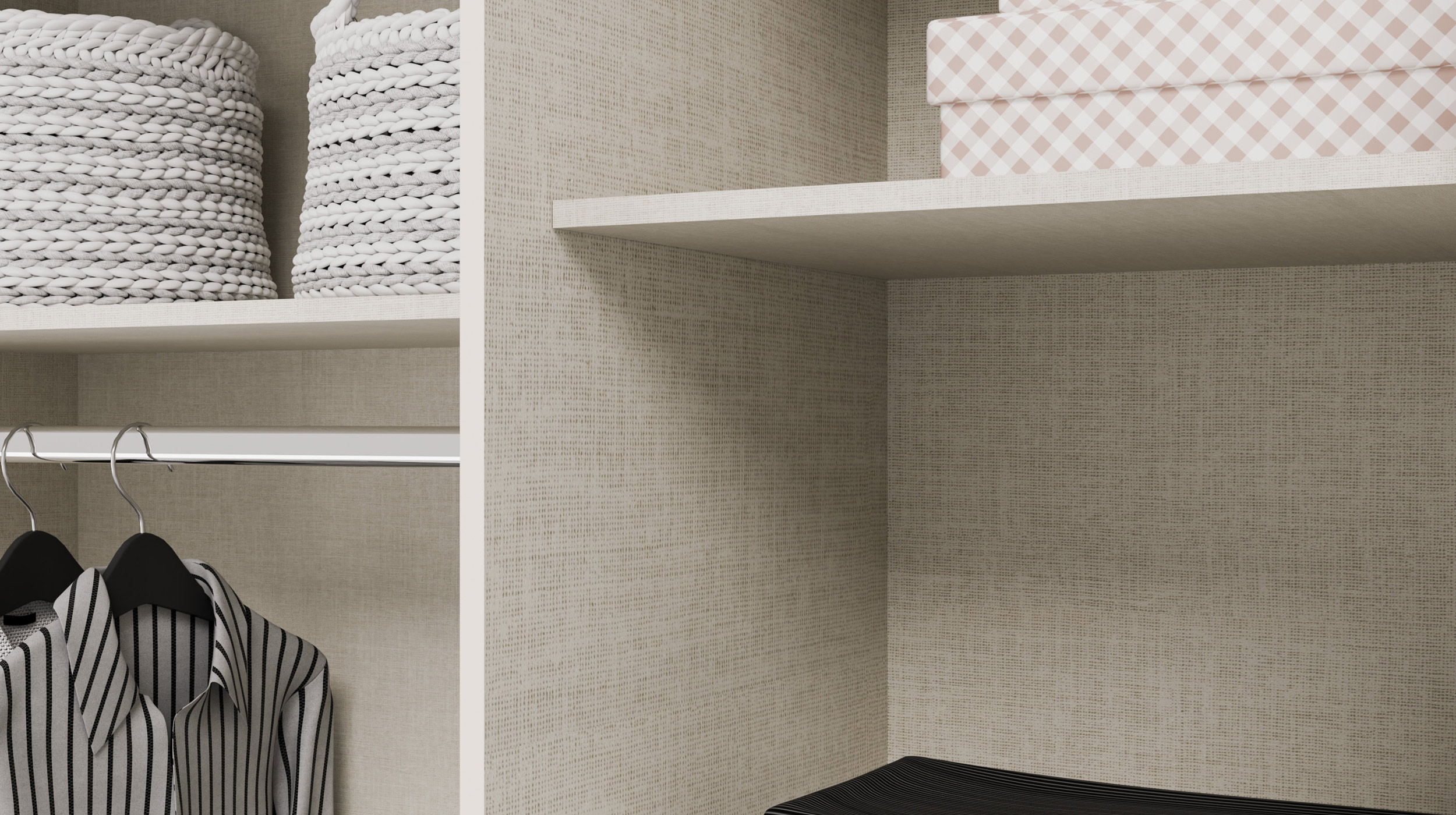 Kleiderschrank beige - 270 cm - Schwebetüren - mit 2 Schubladen - NARAGO