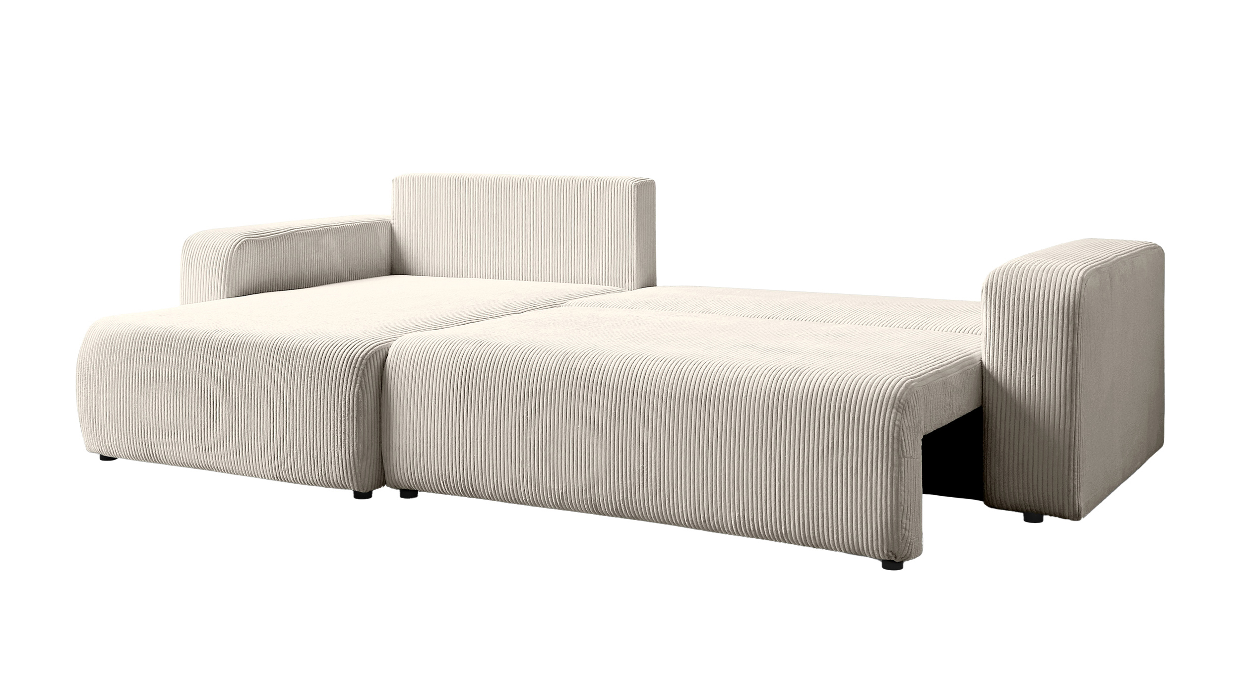Ecksofa Cord creme Schlaffunktion Bettkasten 270 x 186 cm - HONOLULU