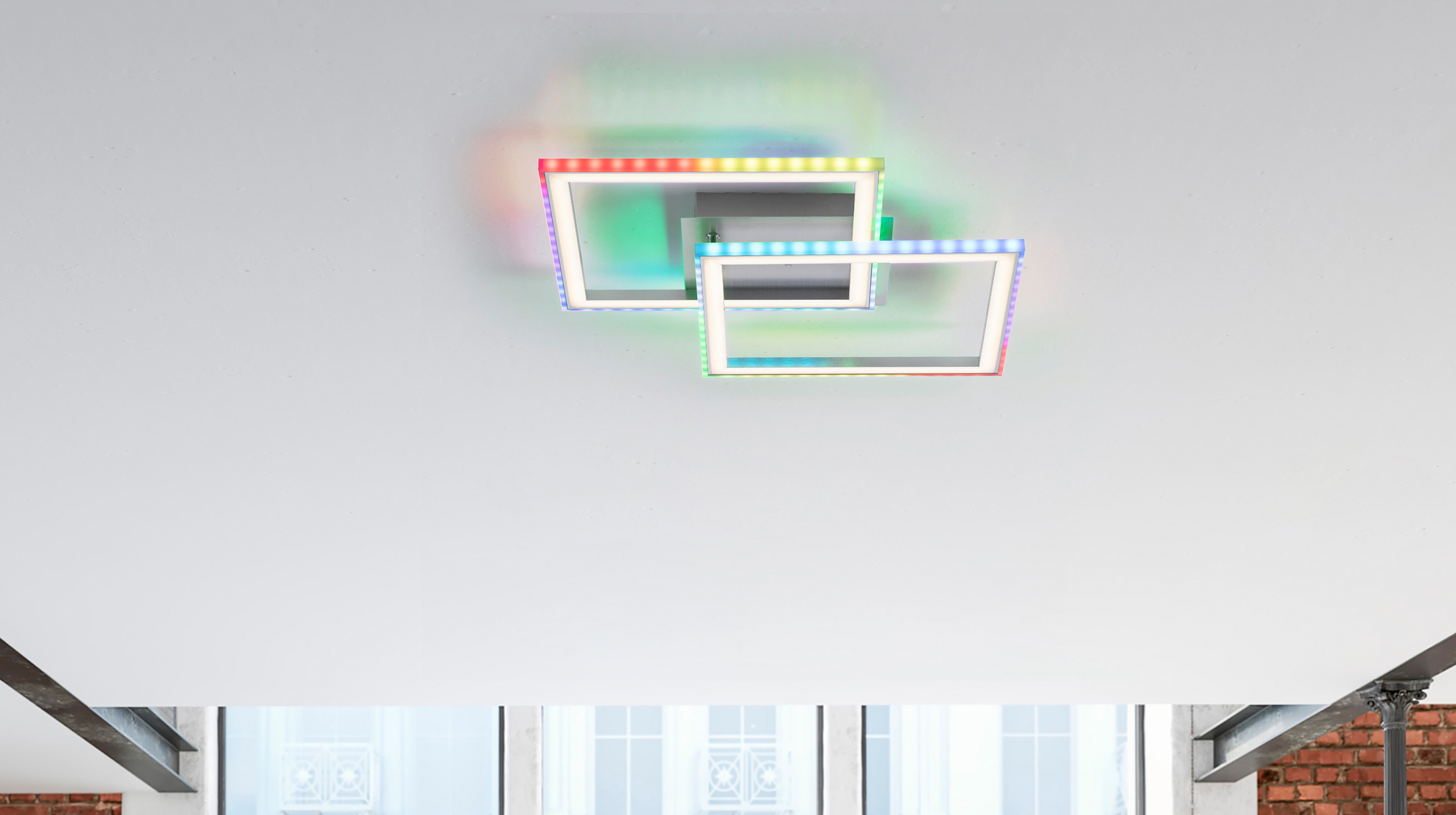 Deckenleuchte LED stahlfarben 45 cm mit RGB-Farbwechsel - FELIX Deckenleuchte LED stahlfarben 45 cm mit RGB-Farbwechsel - FELIX