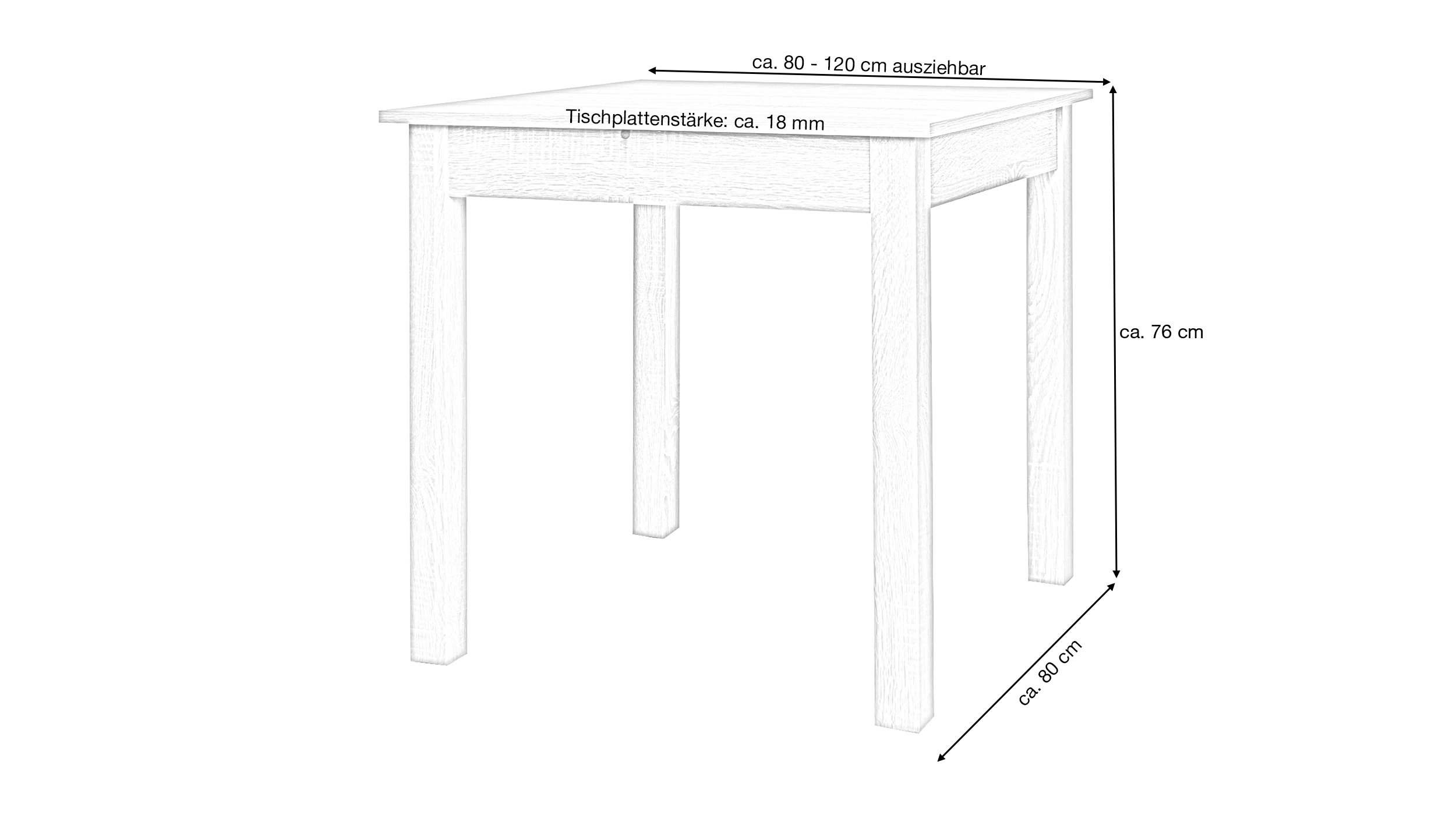 Esstisch 80 - 120 cm ausziehbar Sonoma Eiche - COBURG