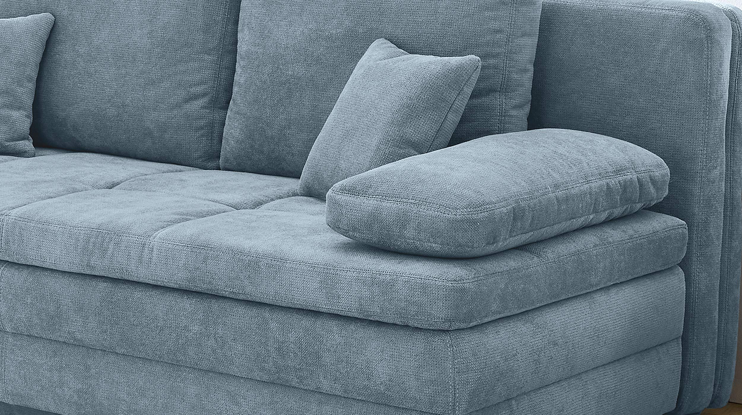 Schlafsofa hellblau Bettkasten Dauerschläfer Federkern - LINDAU