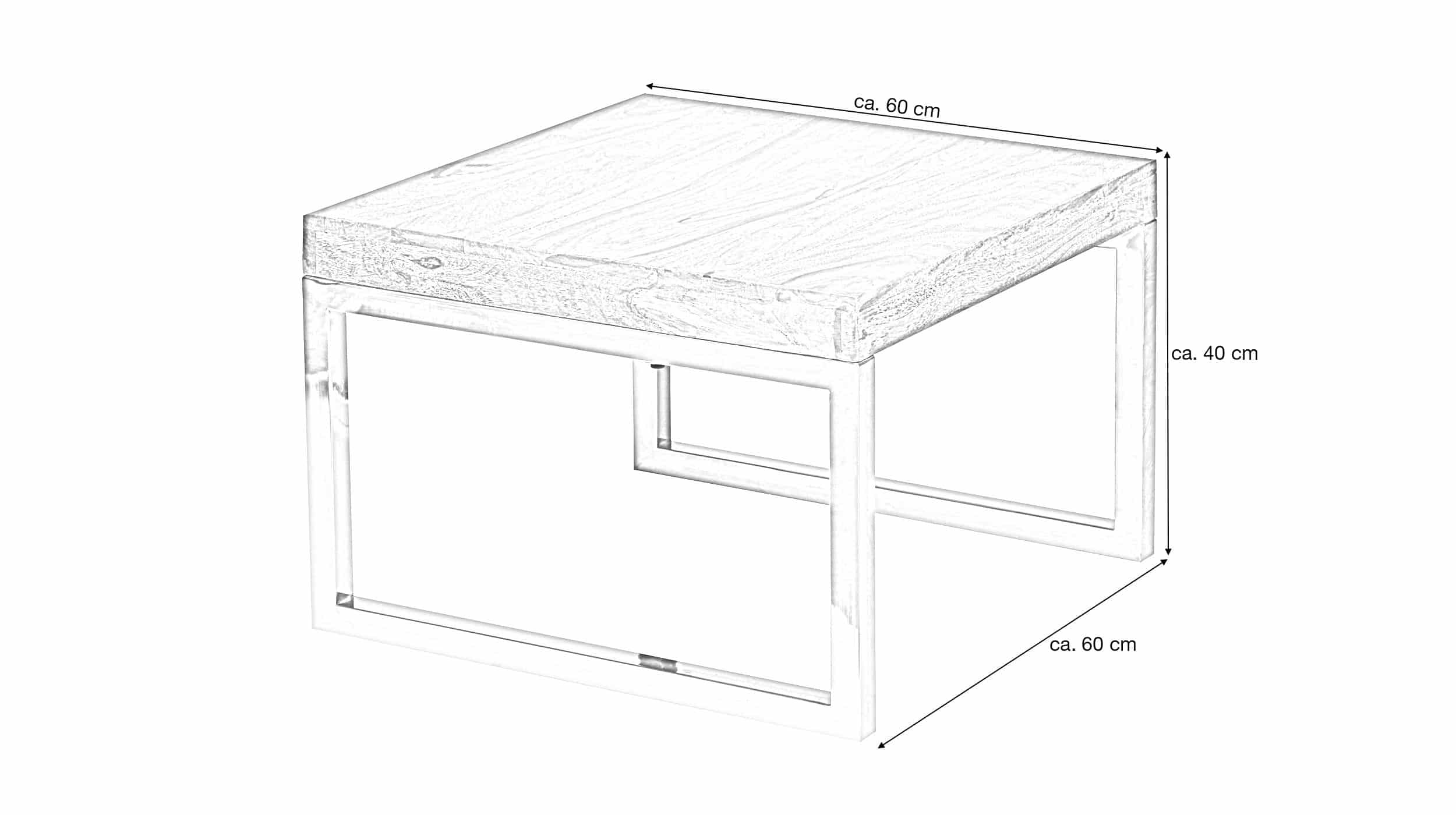 Beistelltisch Sheesham massiv 60 x 60 cm Metallgestell - GRETE