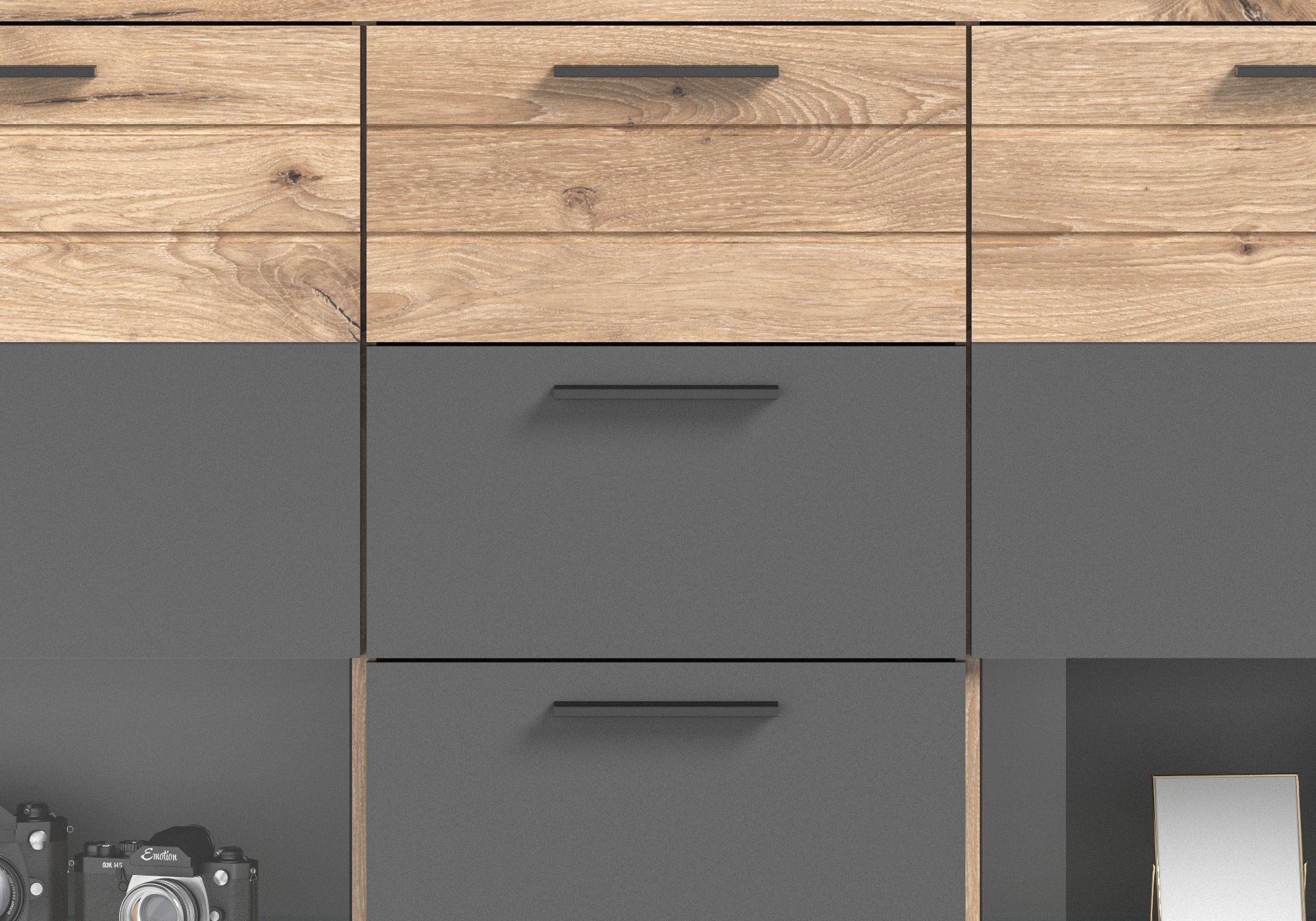Highboard grau - Nox Oak Eiche - 140 cm - MASON