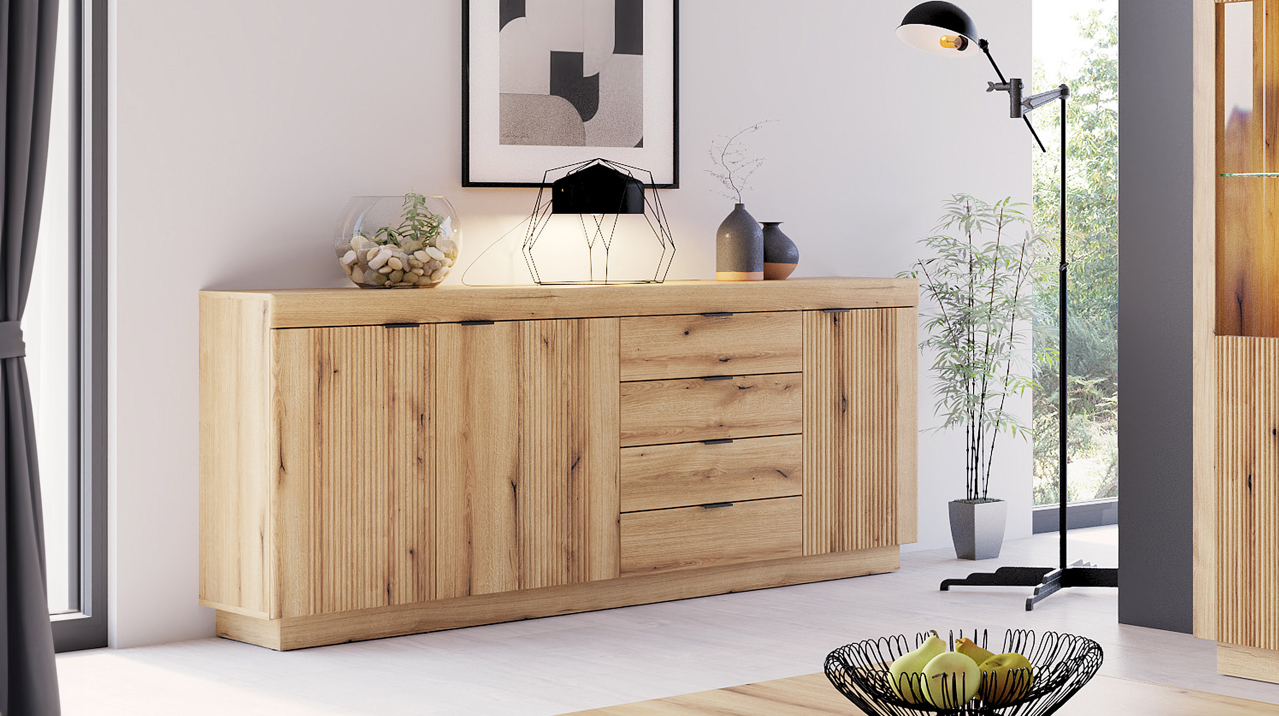 Sideboard 4 Schubladen Coast Evoke Eiche 186 cm - DELAMAR Sideboard 4 Schubladen Coast Evoke Eiche 186 cm - DELAMAR