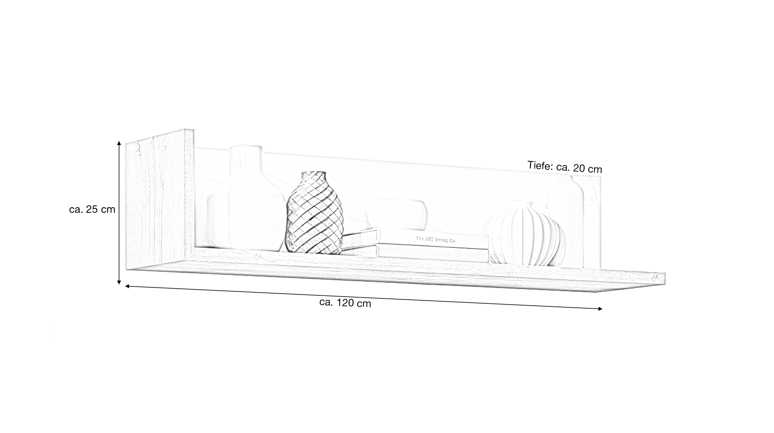 Wandboard weiß Hochglanz - Eiche 120 cm - LYON