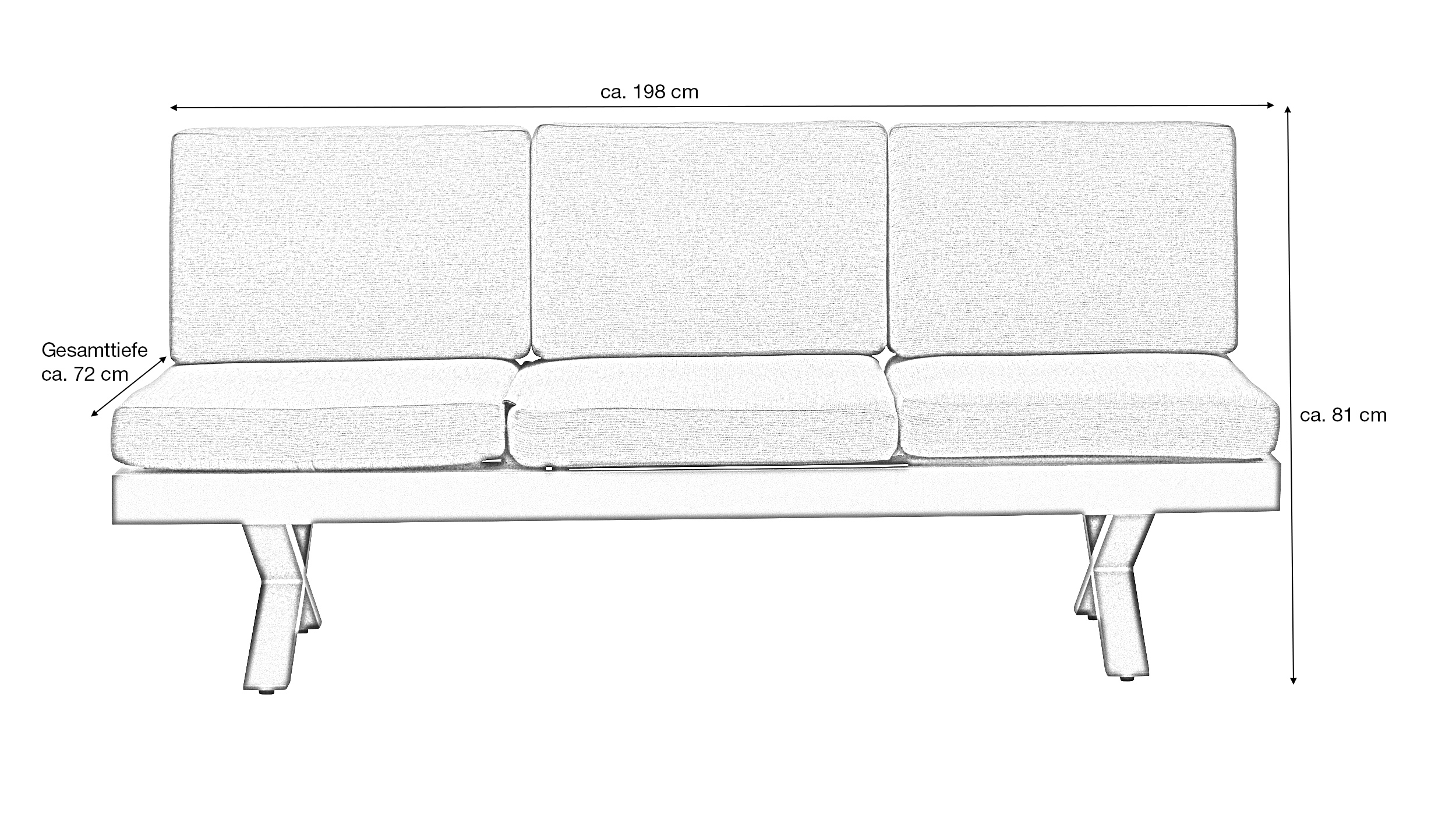 Gartenlounge grau 198 x 72 cm - links verstellbar - CALINA