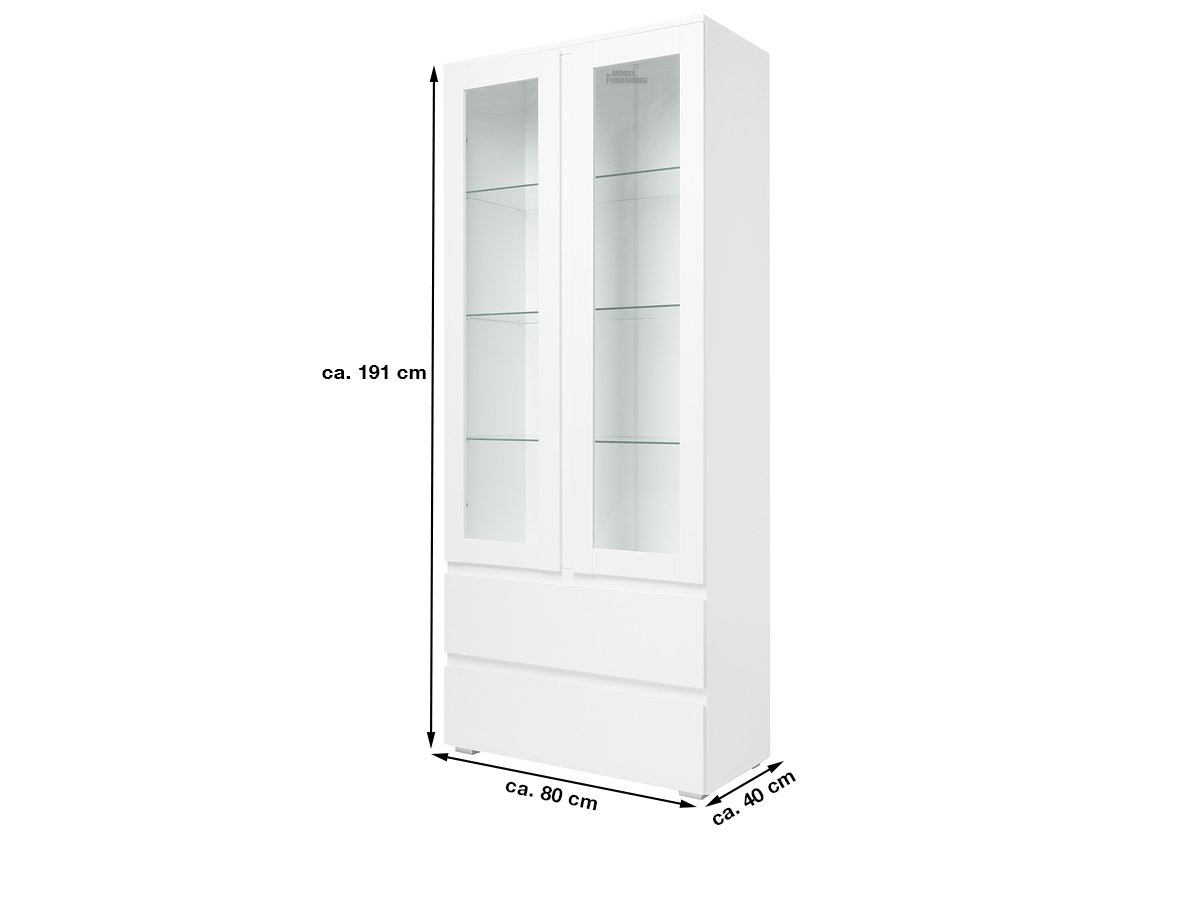 Vitrine mit 2 Glastüren weiß Breite 80 cm - IMAGE