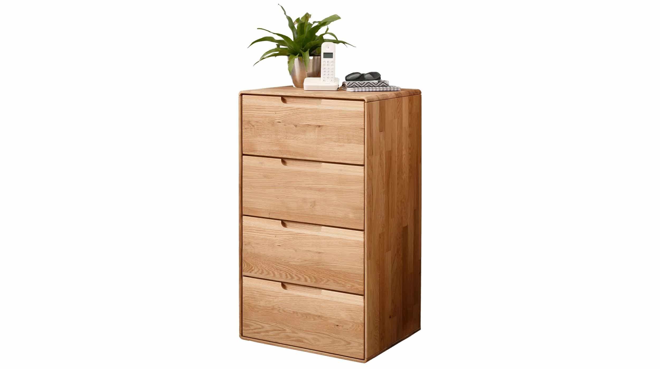 Kommode mit 4 Schubladen Wildeiche massiv 51 x 40 cm - LUCAS 