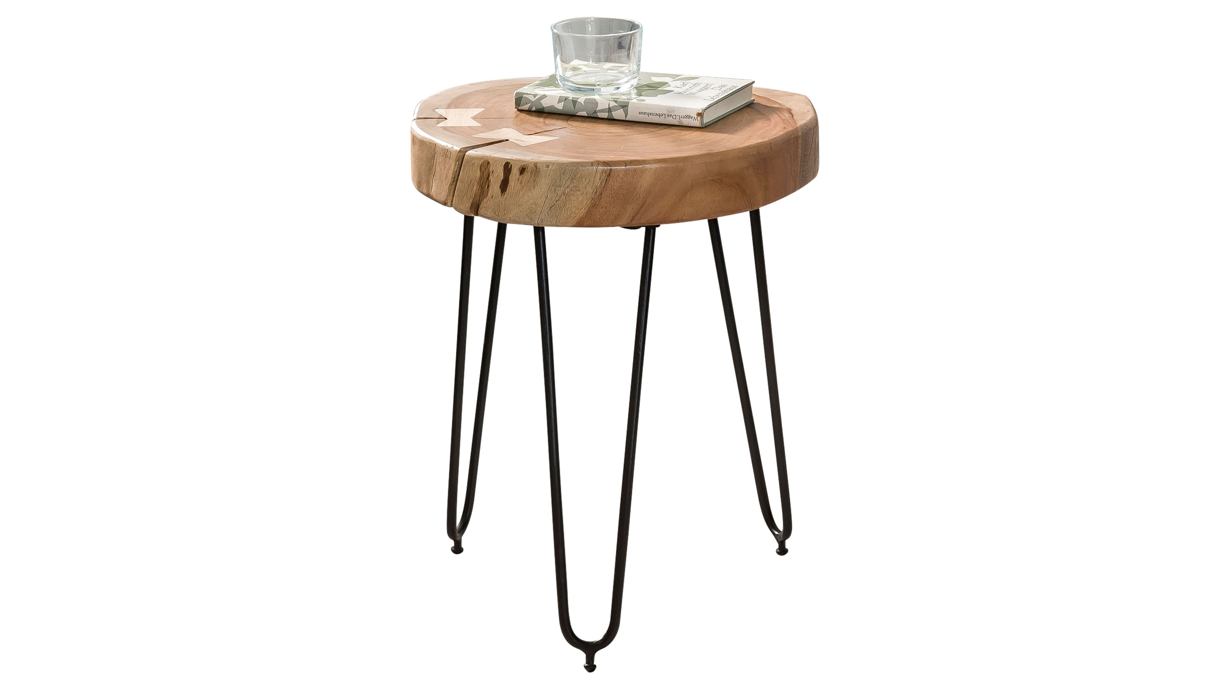 Beistelltisch Akazie lackiert massiv rund 35 x 35 x 45 cm - ACAS