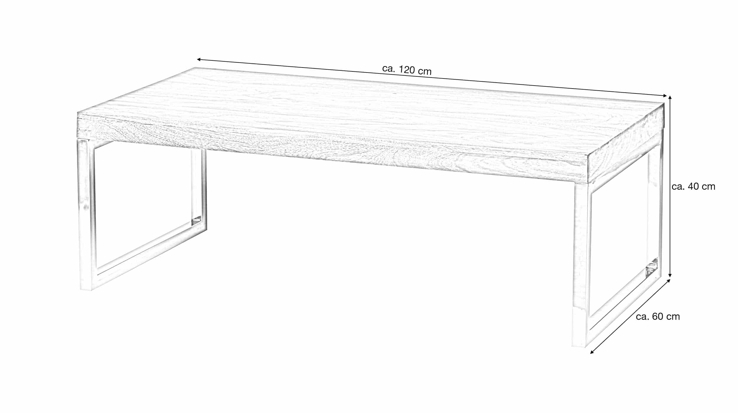 Couchtisch Sheesham massiv 120 x 60 cm - GRETE