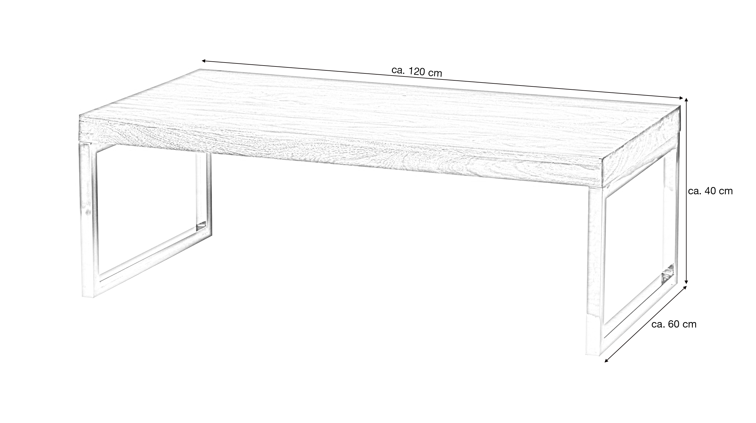 Couchtisch Sheesham massiv gebeizt 120 x 60 cm - GRETE