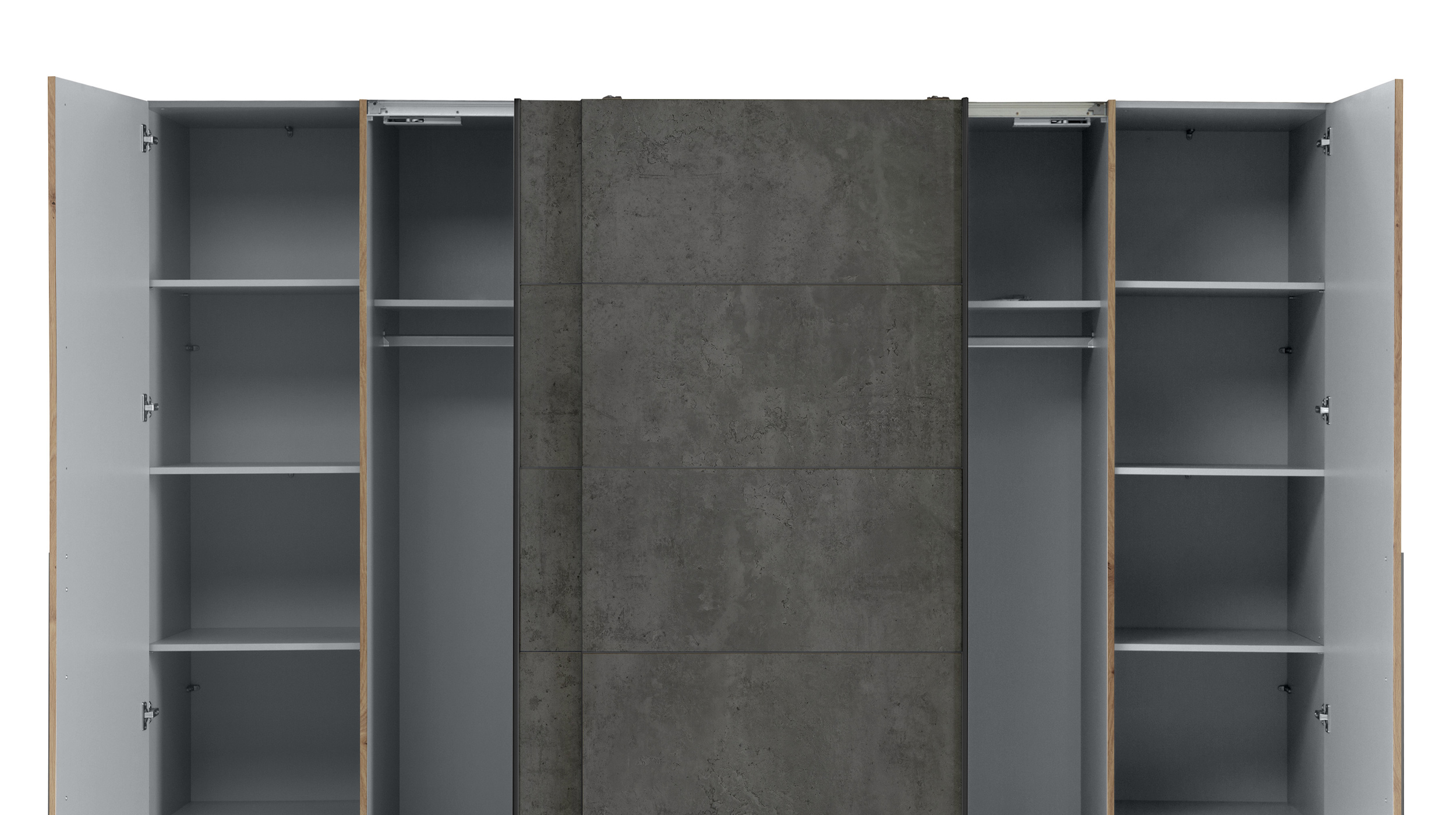 Kleiderschrank Artisan Eiche - grau - 270 cm - Schwebetüren NARAGO