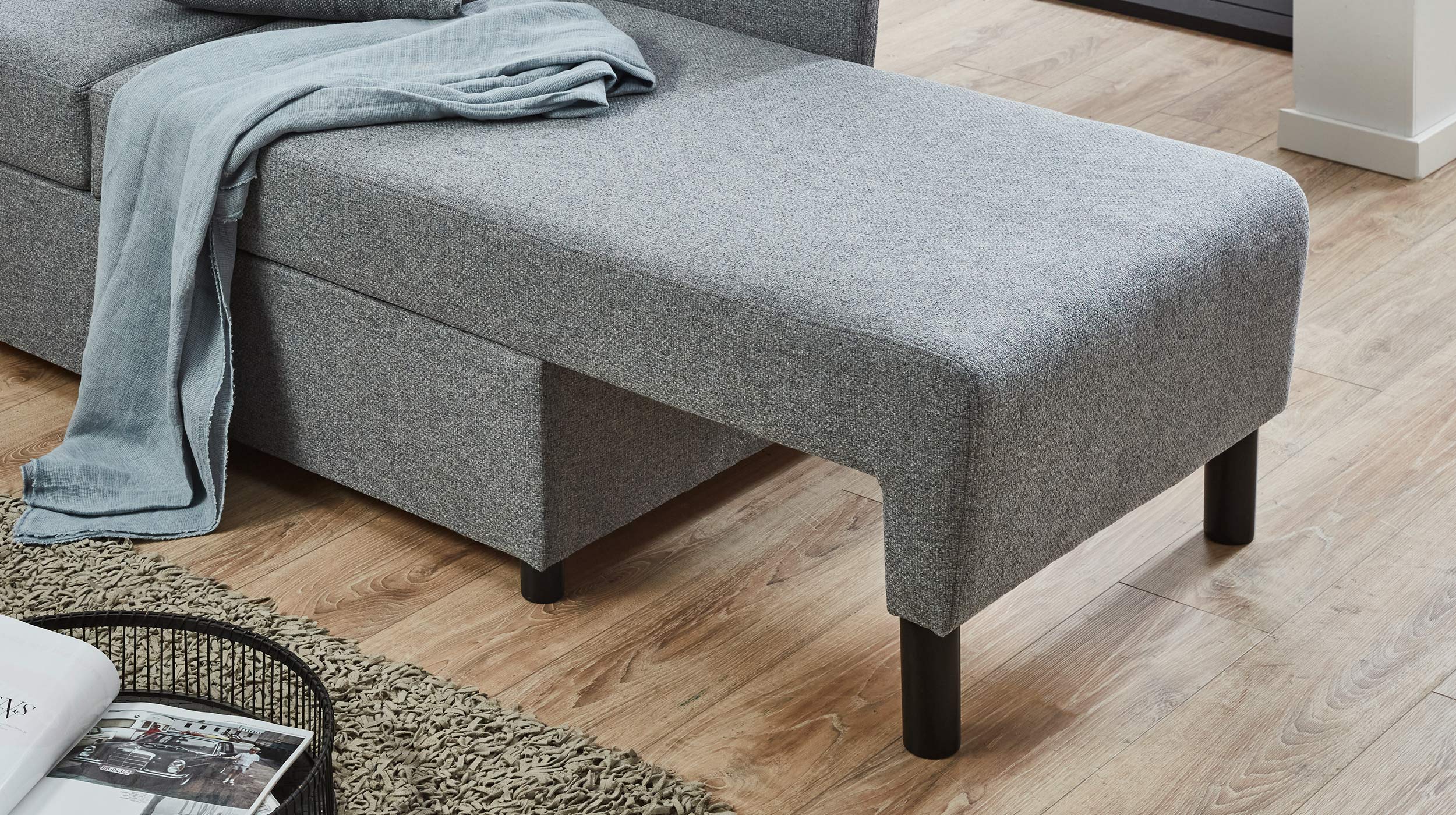 Einzelsofa 148 cm Recamiere grau Schlaffunktion - LÜBECK