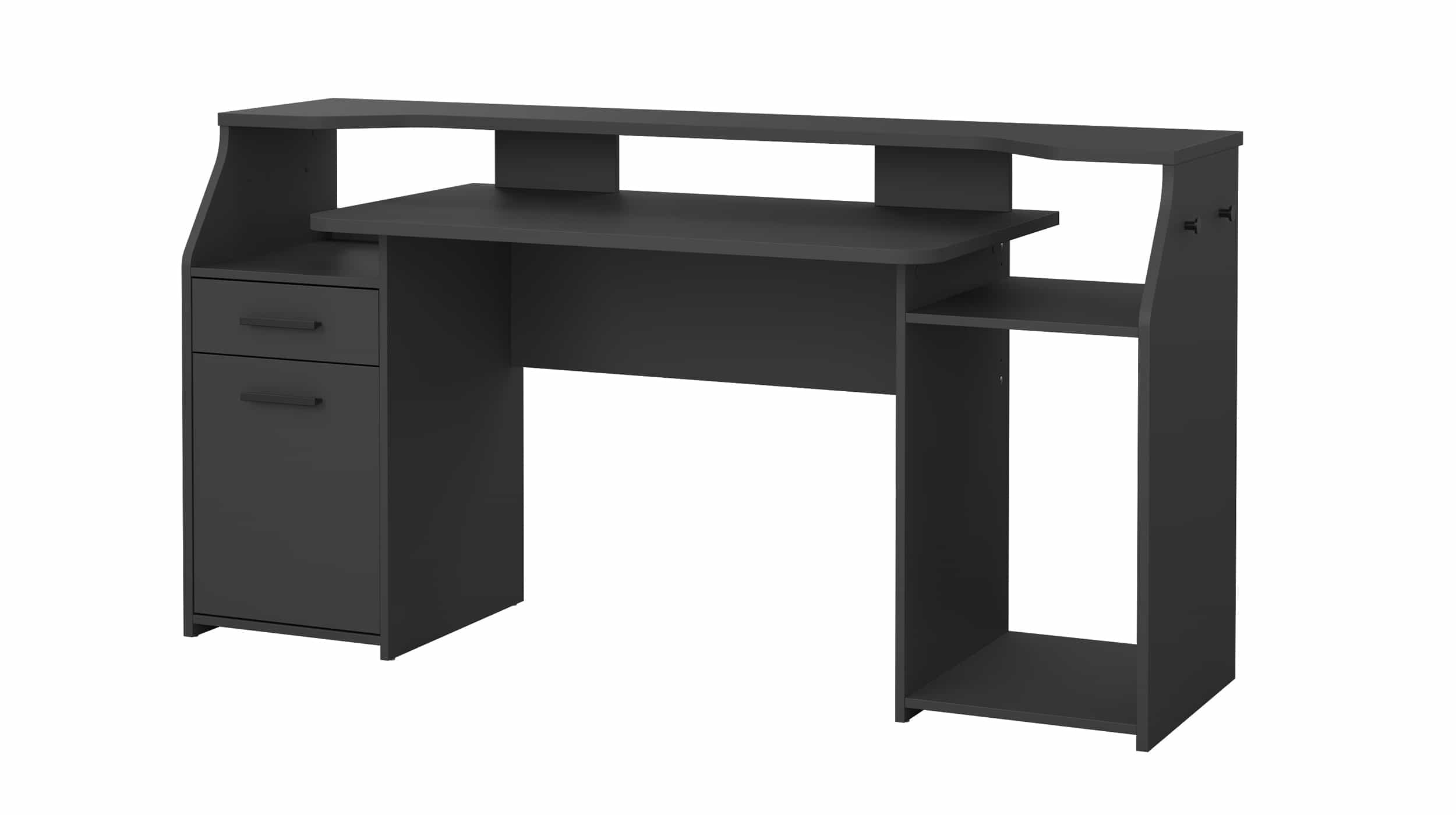 Computerschreibtisch schwarz matt 171 cm - FUNCTION PLUS