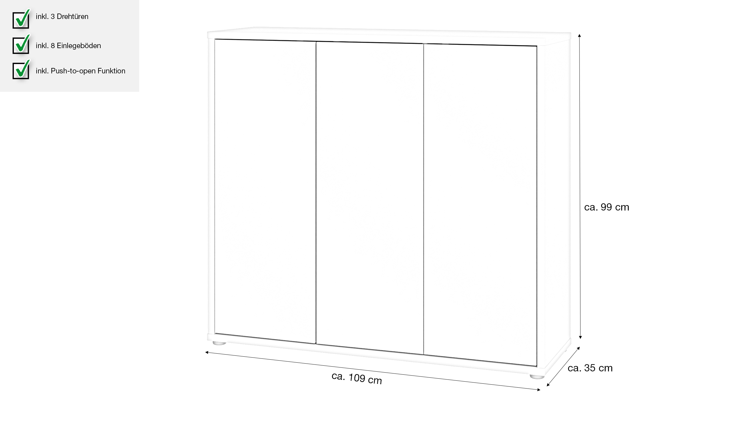 Schuhschrank beige 109 x 99 cm 3-türig - ALICE SPRINGS