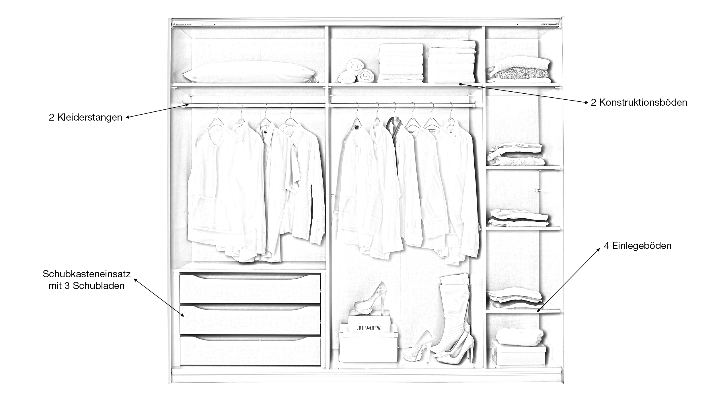 Schwebetürenschrank beige Glas 226 cm 2-türig - rauch - QUADRA