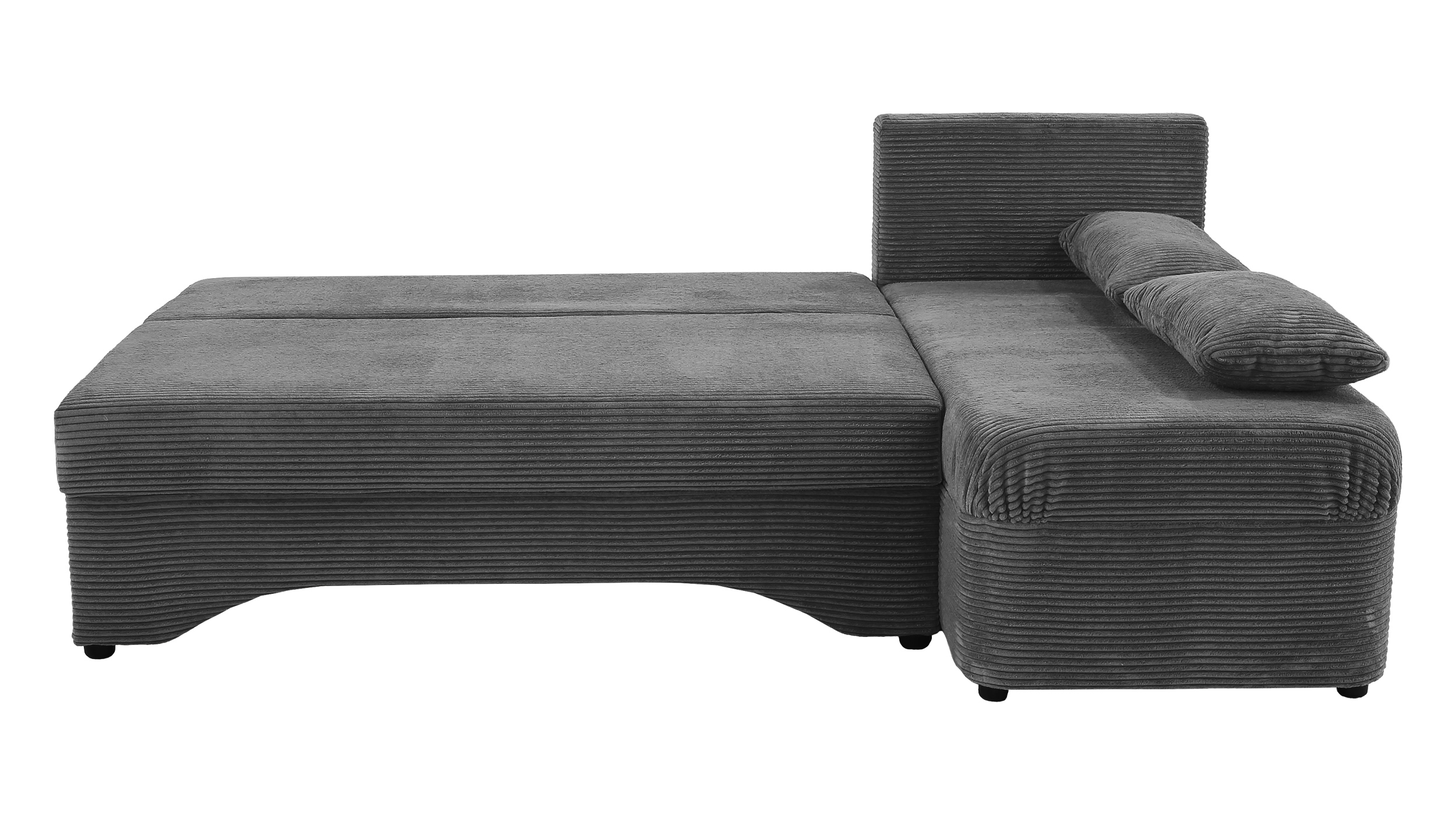 Ecksofa Cord grau Schlaffunktion Bettkasten 191 x 142 cm - POLARIS