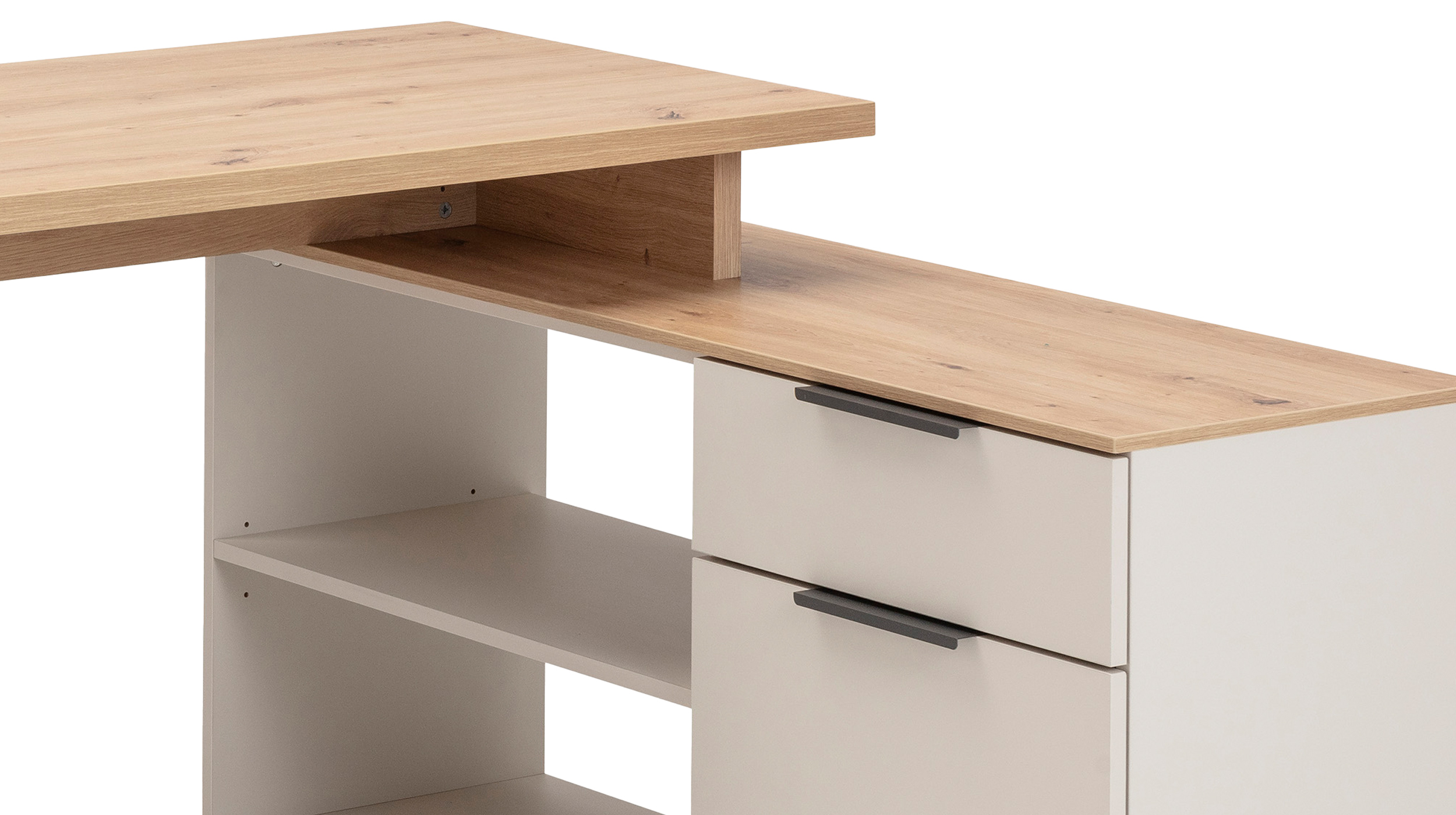 Eck-Schreibtisch beige Artisan Eiche 140 x 120 cm - SYNOS