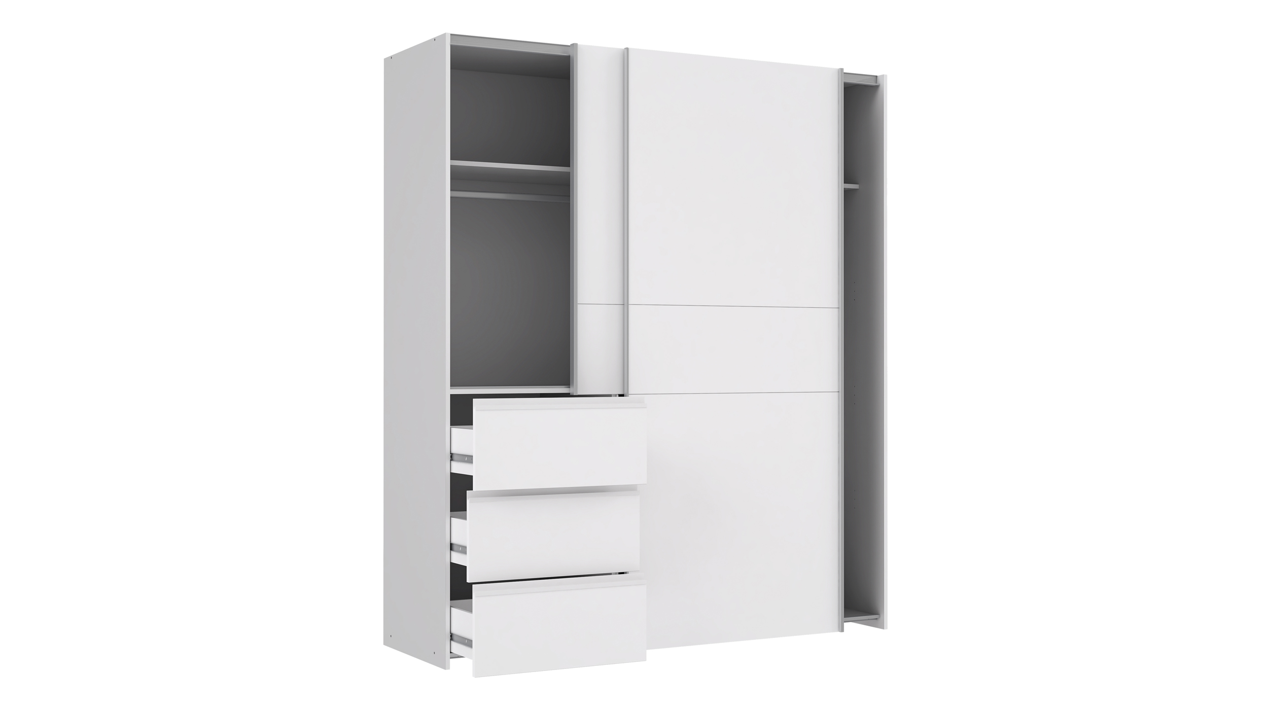 Schwebetürenschrank weiß Kleiderschrank 170 cm - WINN