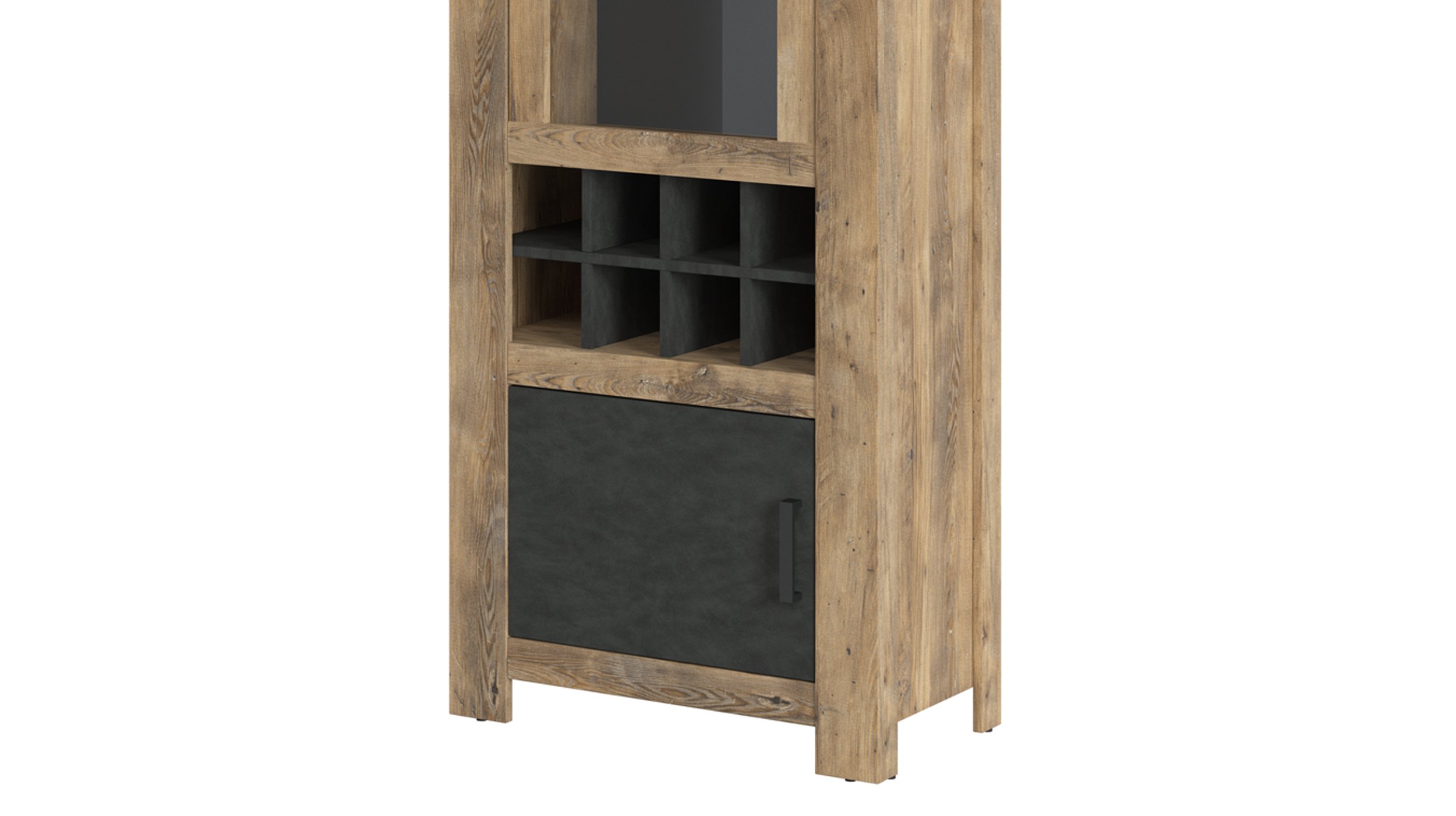 Vitrine mit Glastür Kastanie - grau Breite 74 cm - RAPALLO