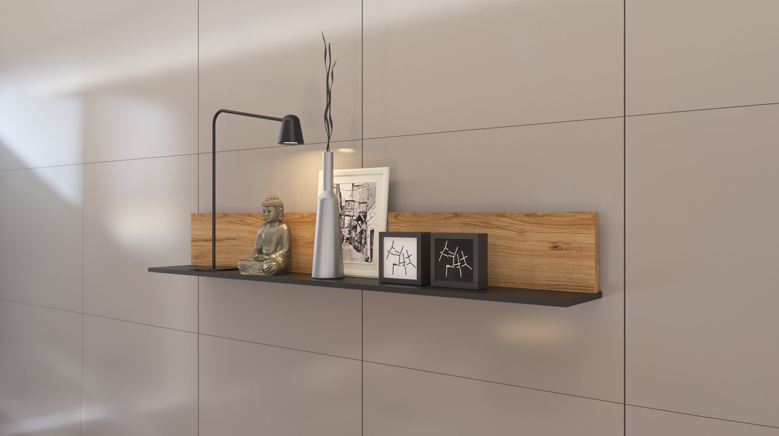 Wandboard Catania Eiche - schwarz - 160 cm - NOVENA