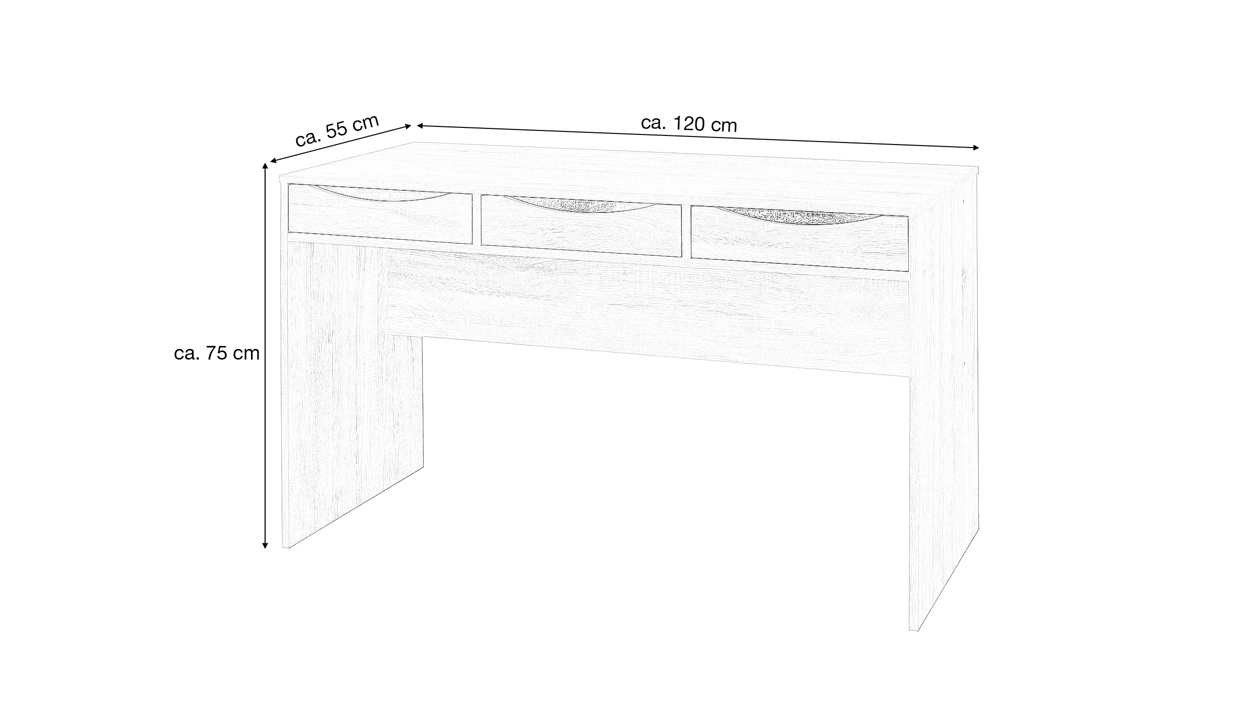 Schreibtisch Sonoma Eiche 120 x 55 cm - mit Schubladen - MONS