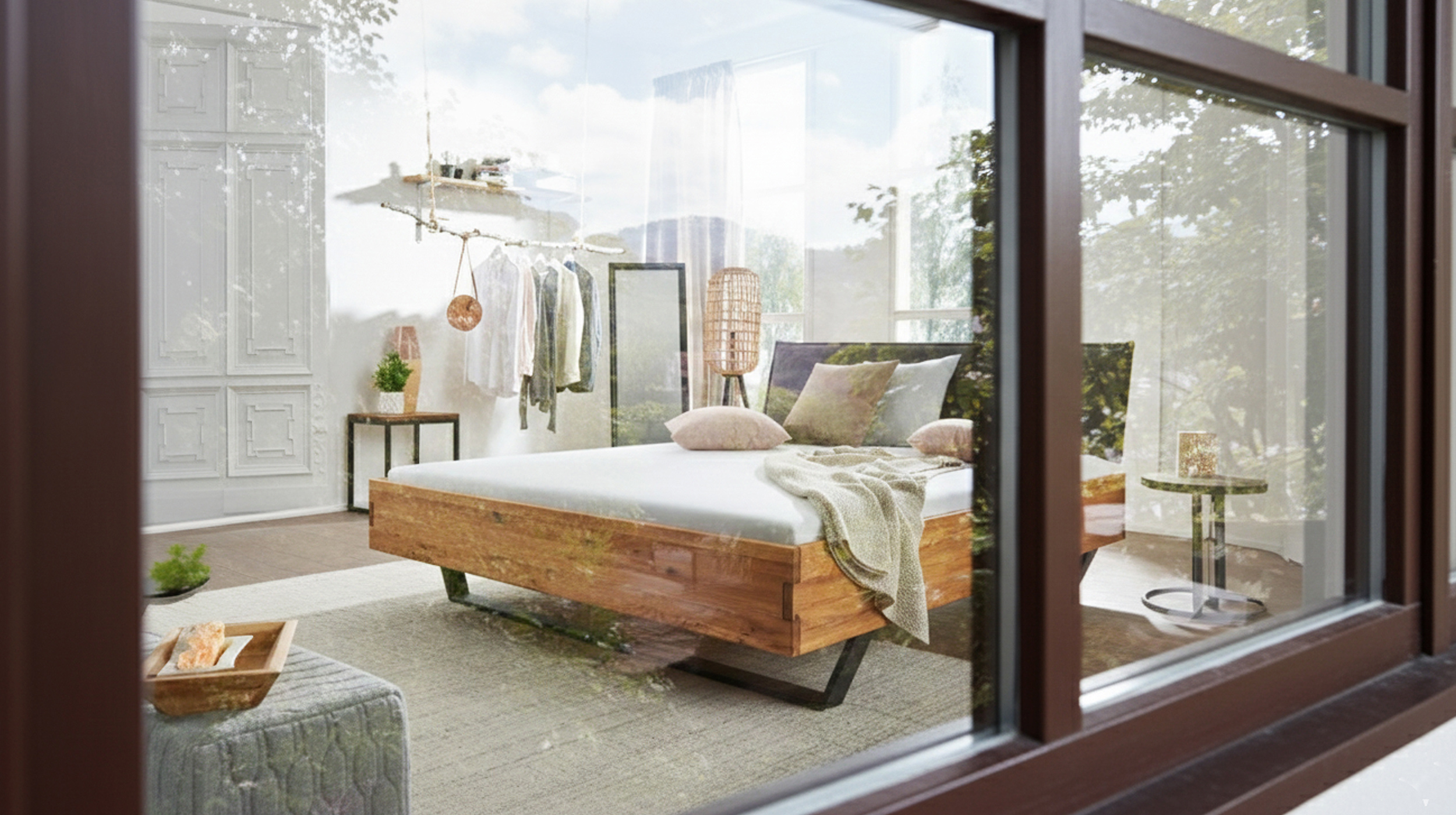 Massivholzbett 180 cm in Wildeiche geölt - AMIRA