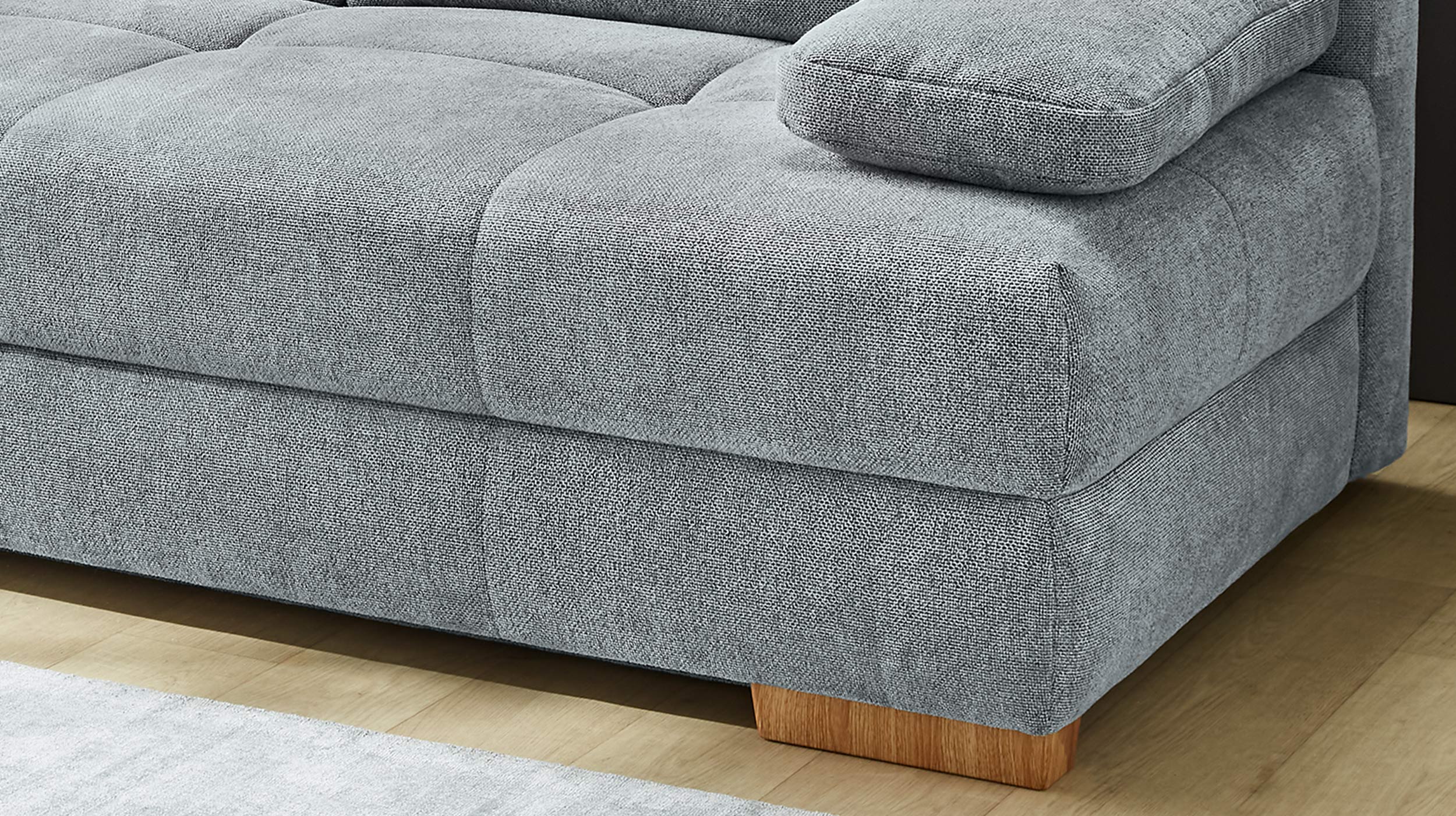 Schlafsofa grau Bettkasten Dauerschläfer Federkern 203 cm - CALLI