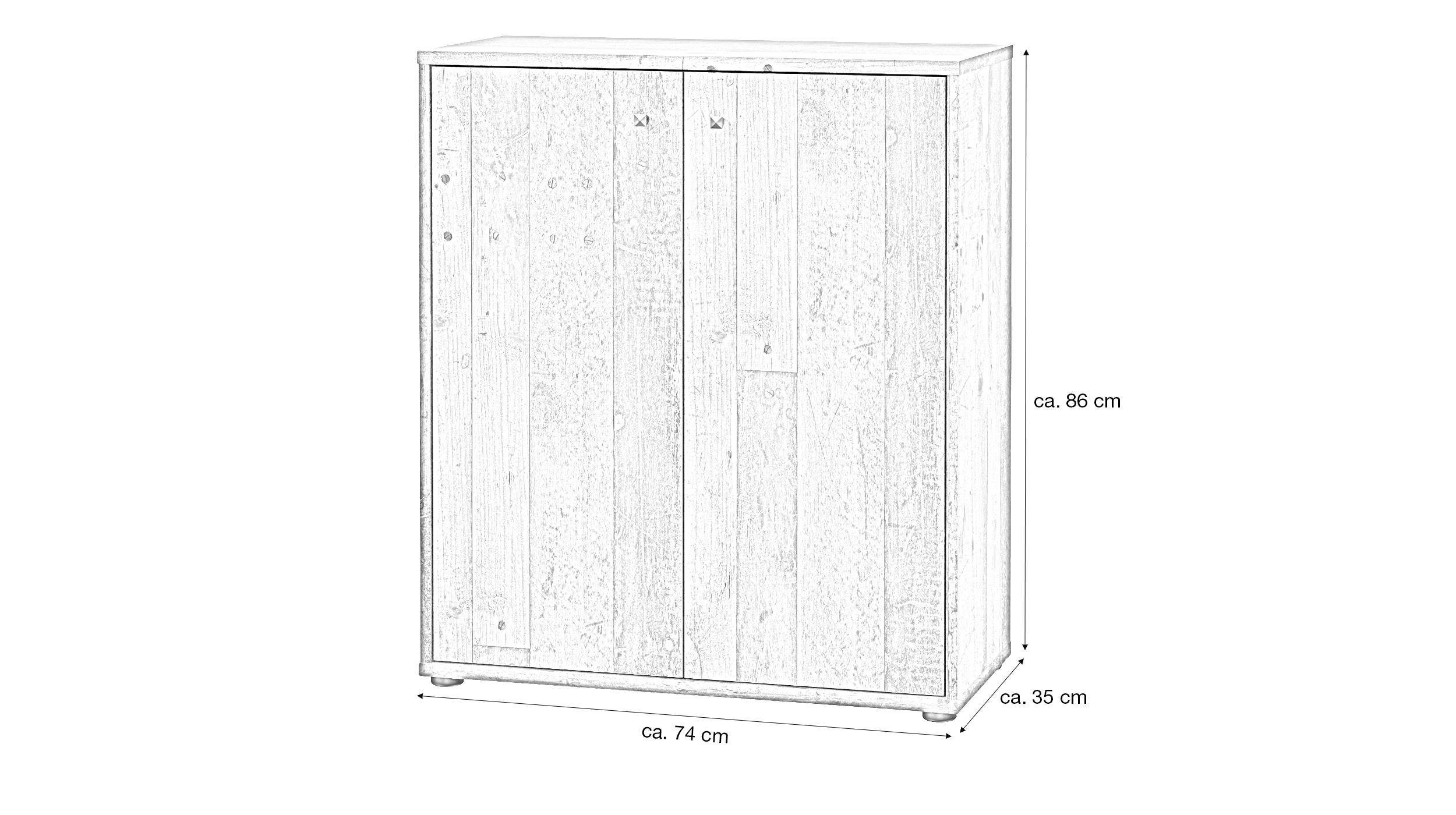Kommode Old Wood 74 x 35 cm - 2-türig - TEMPRA