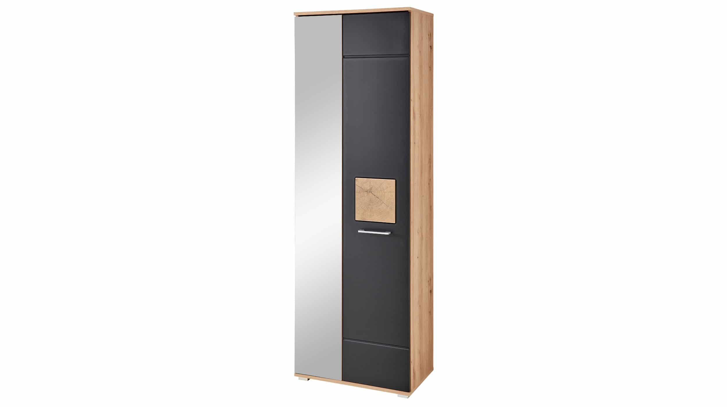 Garderobenschrank schwarz matt - Artisan Eiche 195 cm - FUN