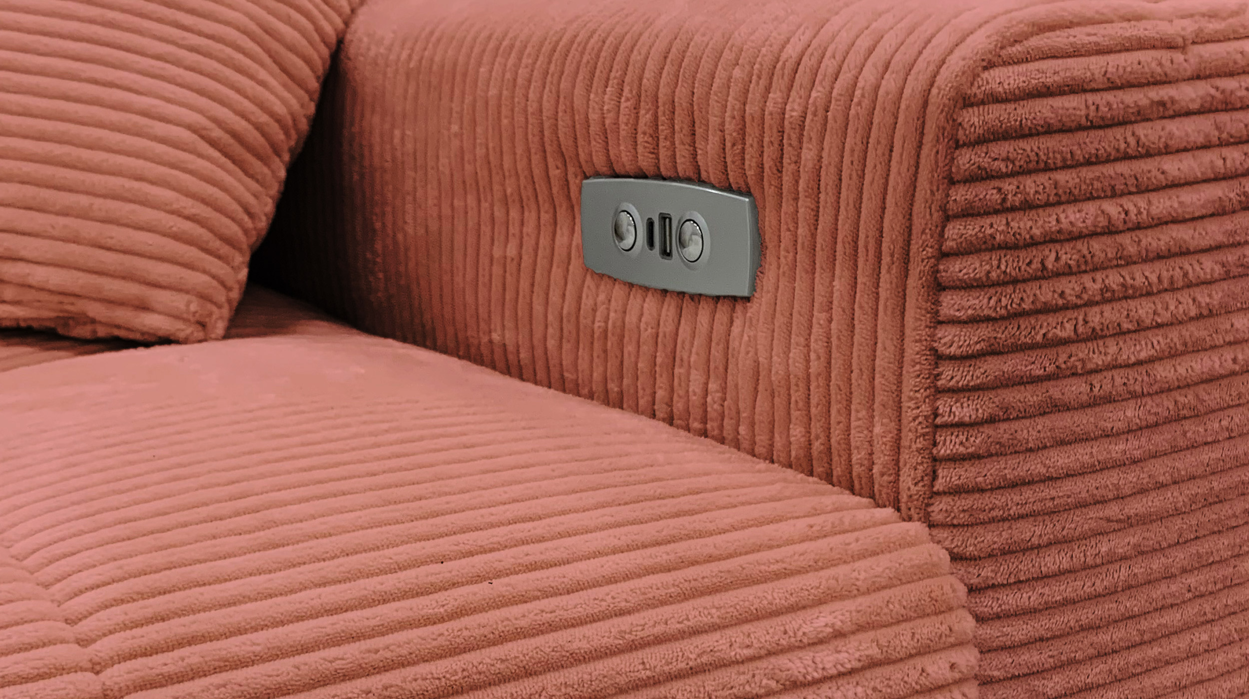 Ecksofa Cord rost - 256 x 180 cm - Sitztiefenverstellung - SIMPLE