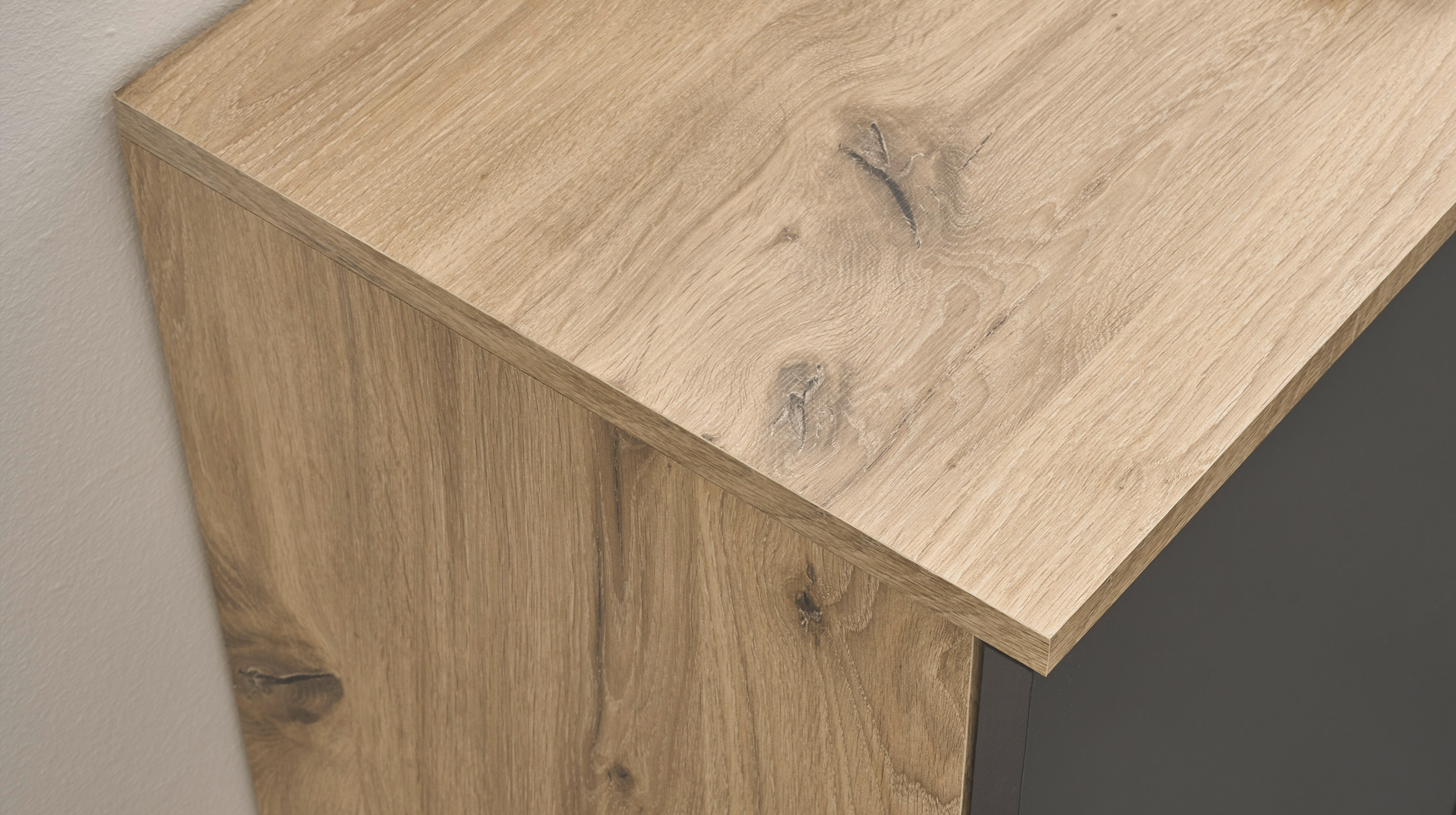 Kommode Viking Oak - grau 80 x 84 cm 2 Schubladen - BOBBY
