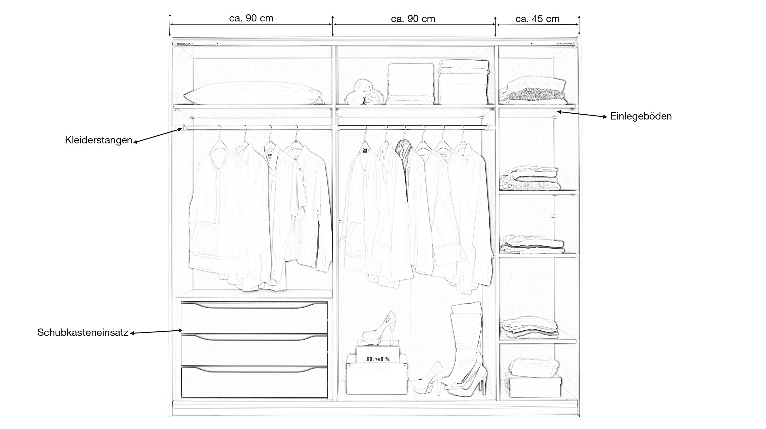Schwebetürenschrank grau 226 cm von rauch - Glasfront - QUADRA