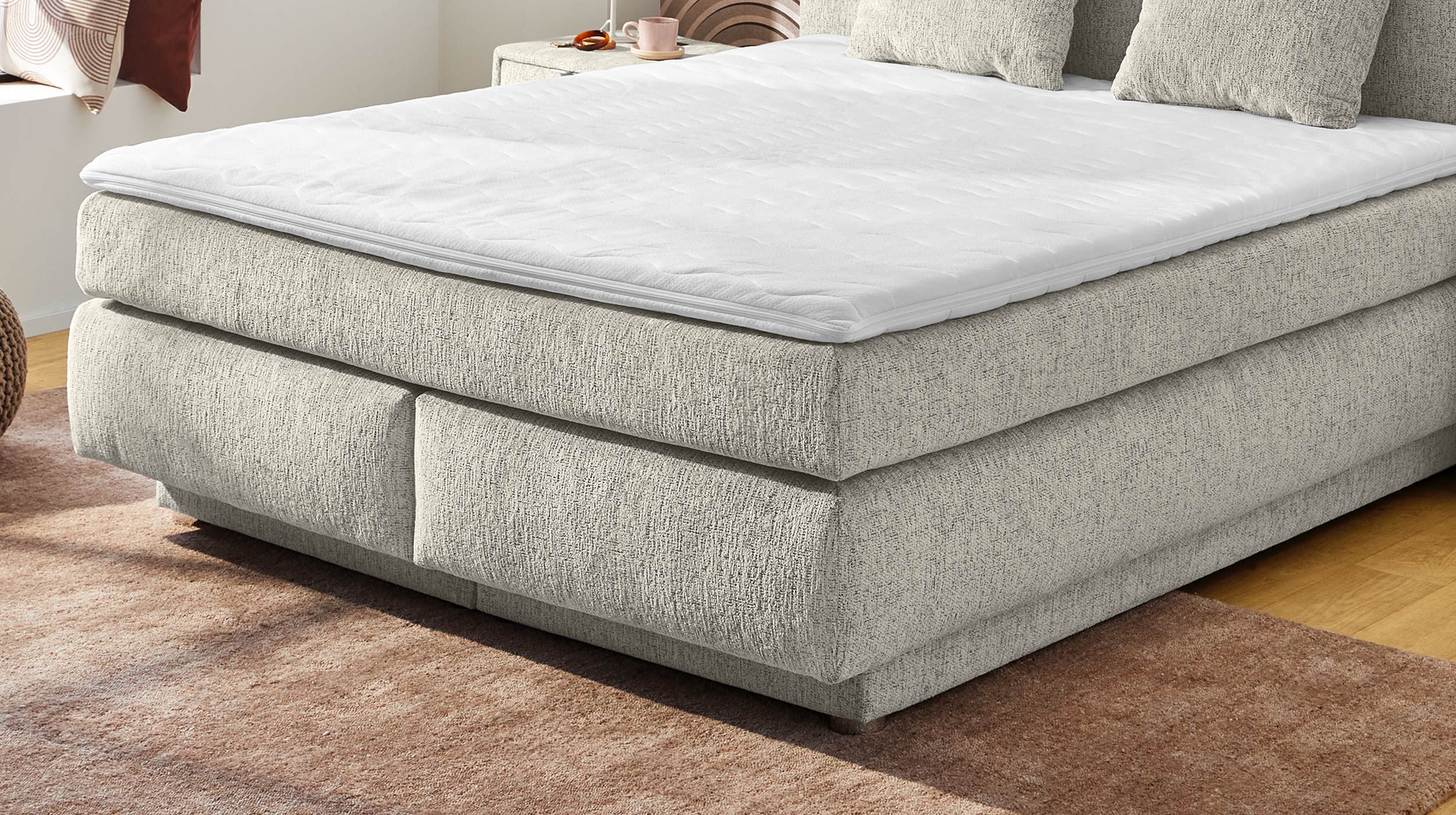 Boxspringbett 160 x 200 cm Bettkasten Chenille beige H2/H3 - SIMONE