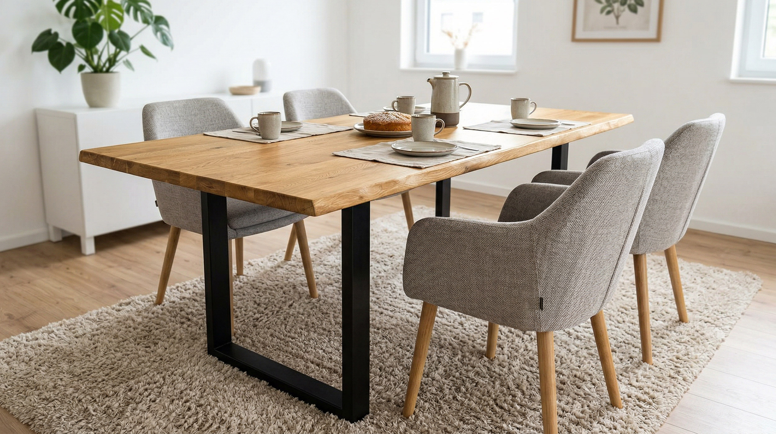 Esstisch Baumkantentisch Optik 160 cm Wildeiche massiv geölt - DALIUS