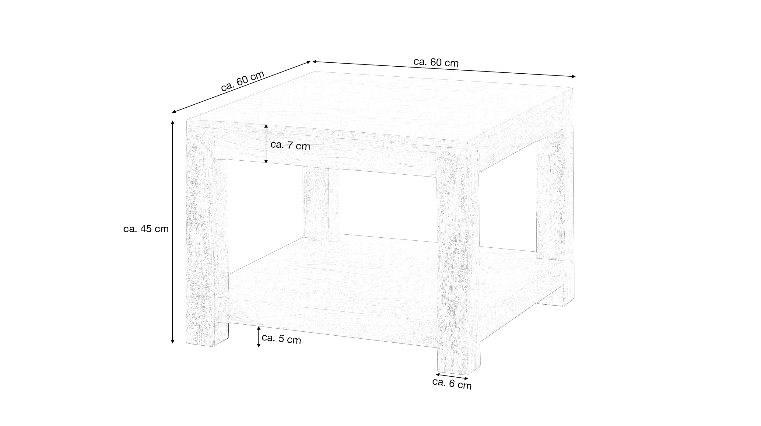 Couchtisch Sheesham massiv gebeizt 60 x 60 cm - MAIJA 