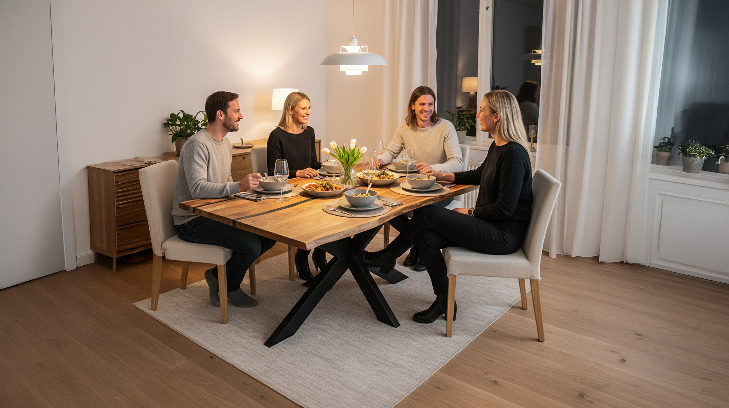 Esstisch Baumkantentisch 180 cm Akazie massiv Epoxidharz - TORVALD