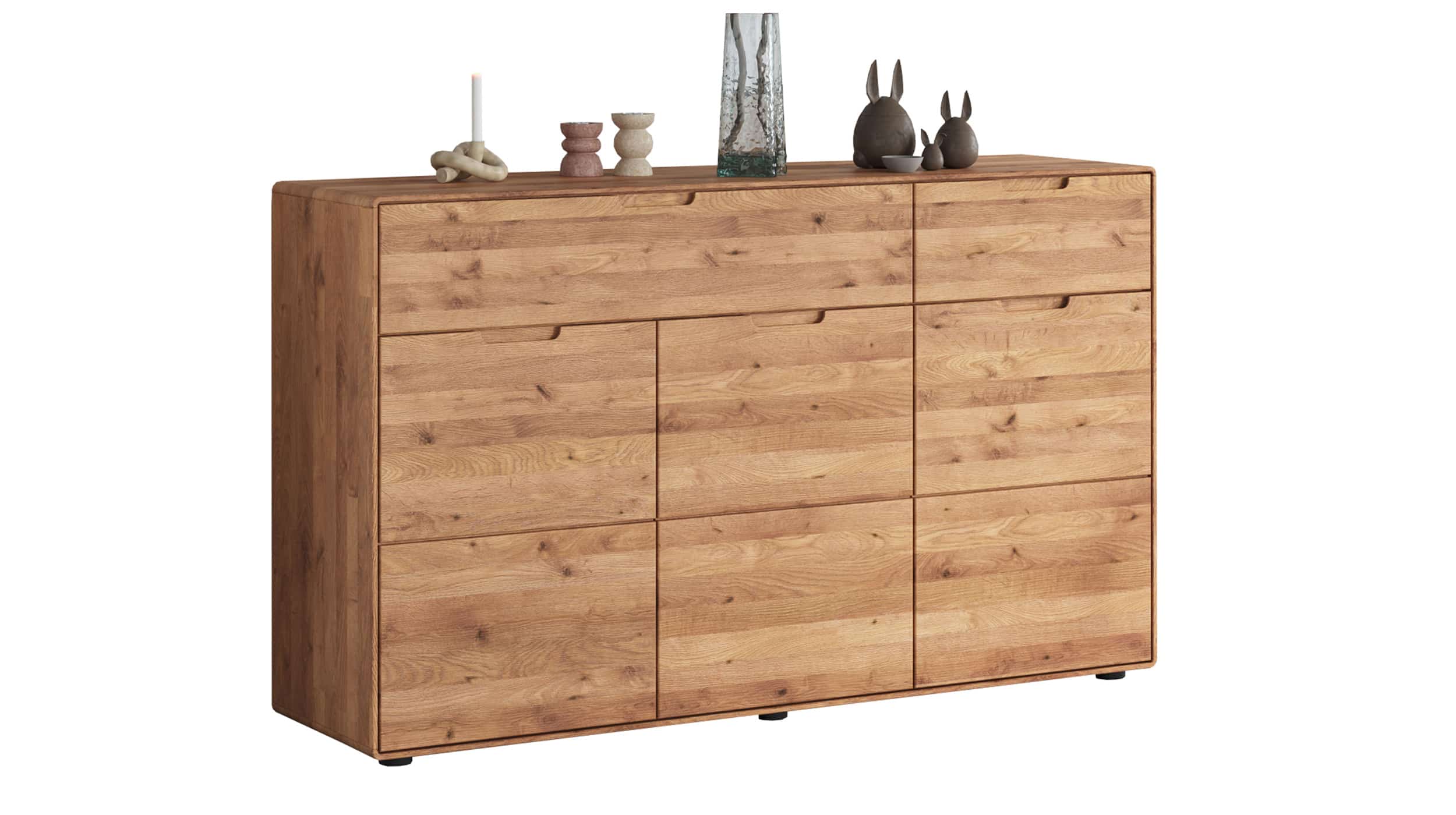 Sideboard mit 2 Schubladen Wildeiche massiv 149 cm - LUCAS 