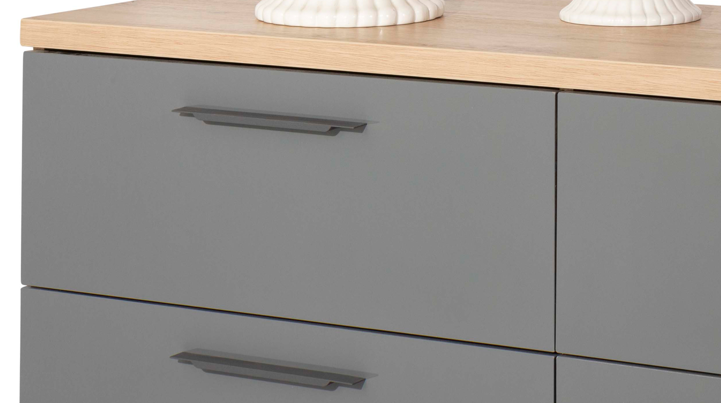 Kommode mit Schubladen grau hochglanz 136 cm - SPOSAMI