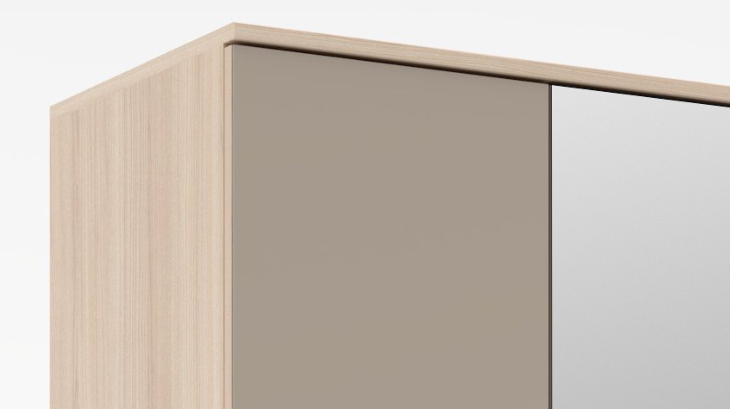 Garderobenschrank Spiegel beige Glasfront Eiche 65 cm - SANTORIN