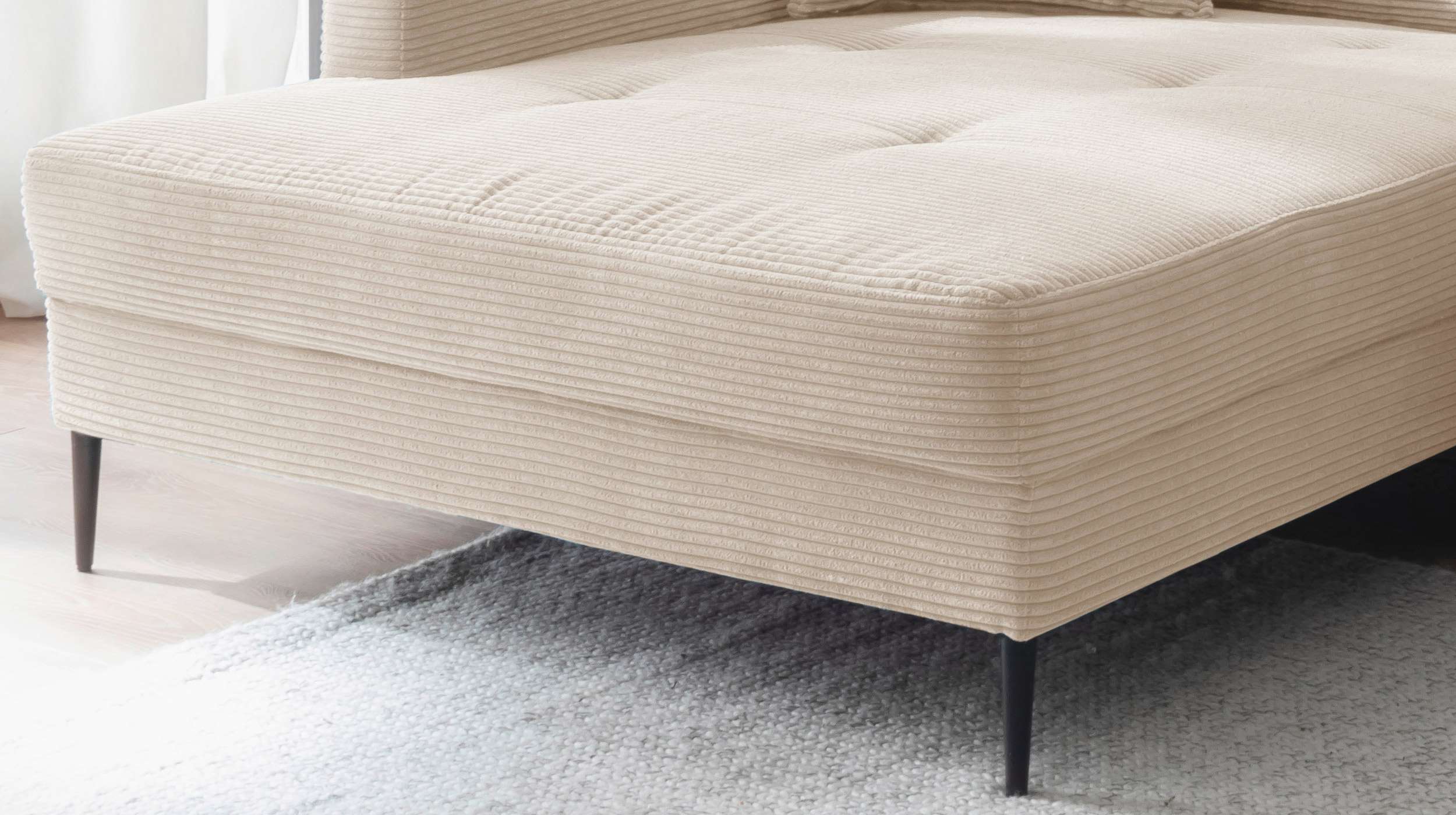 Ecksofa Cord creme 276 x 173 cm - OT links - SUMMER