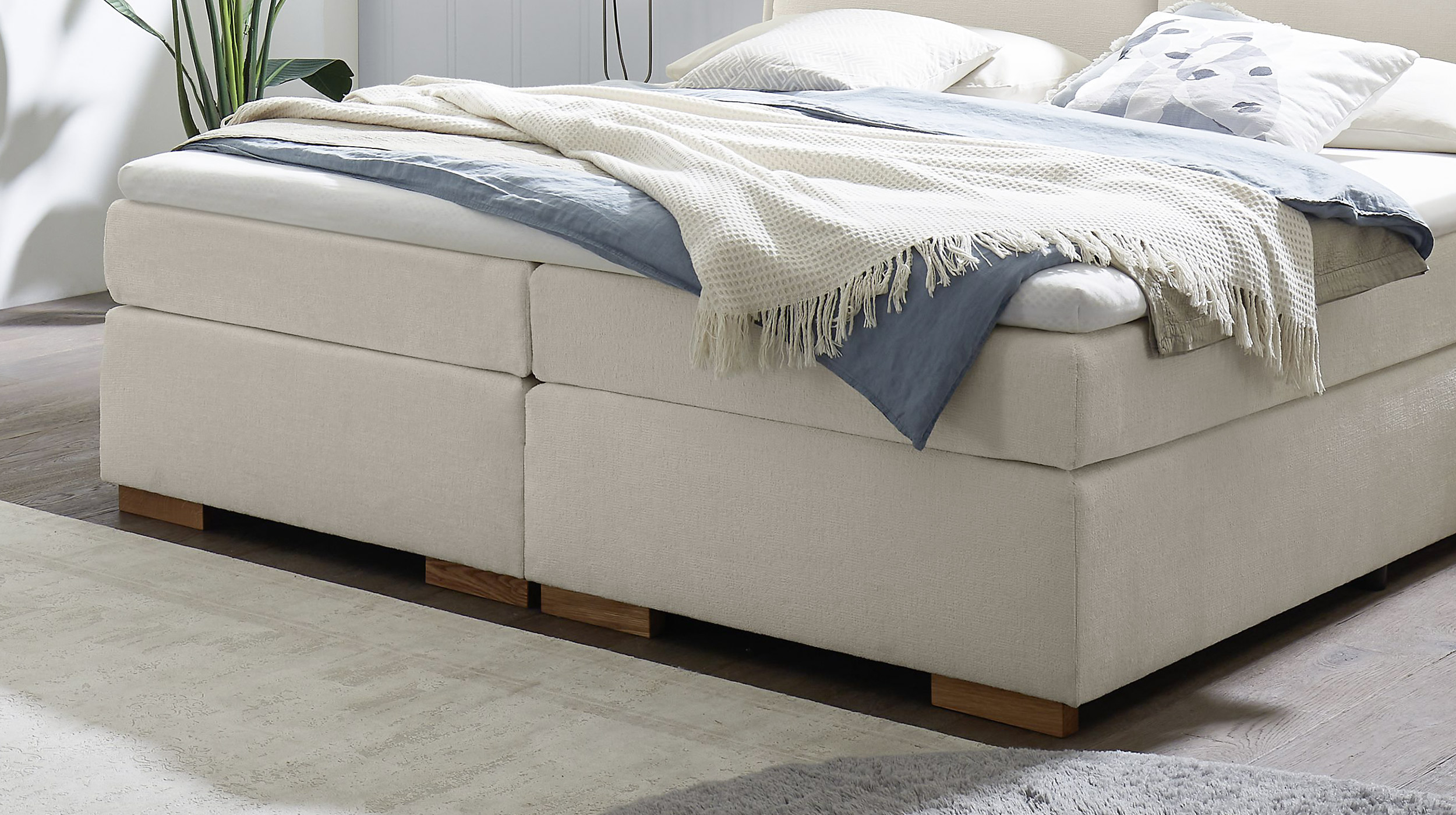 Boxspringbett 140 x 200 cm Chenille weiß - AREZZO