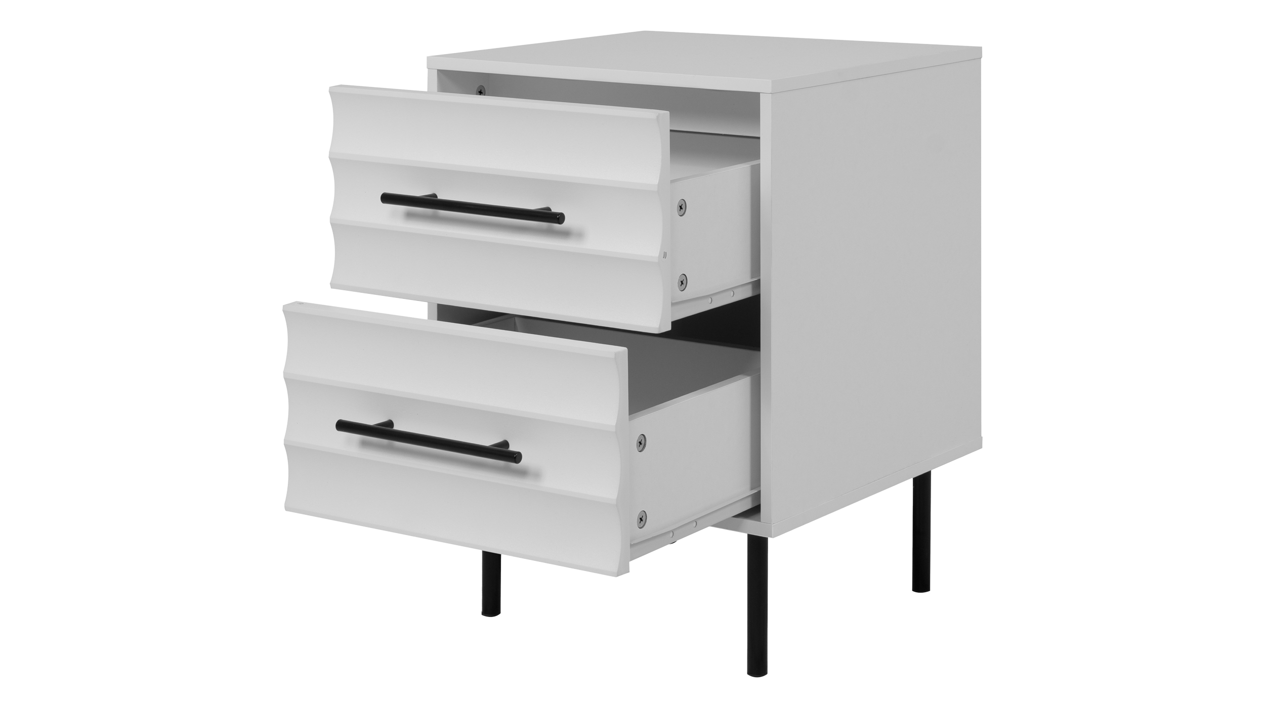 Nachttisch weiß 40 x 39 cm - 2 Schubladen - FALUN