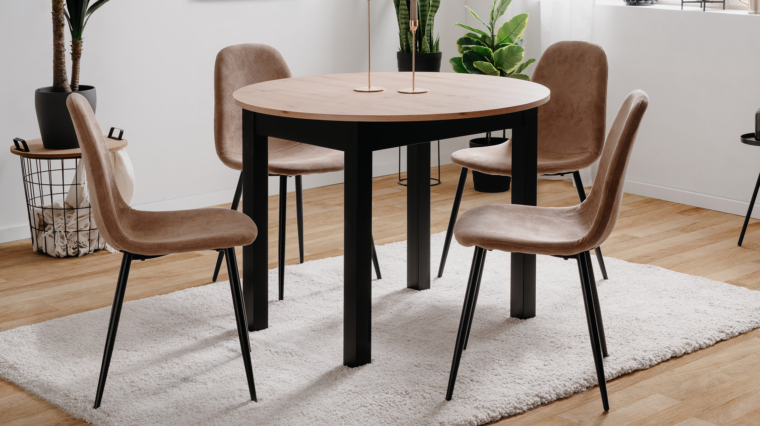 Esstisch rund ausziehbar 100 - 140 cm Artisan Eiche - COBURG