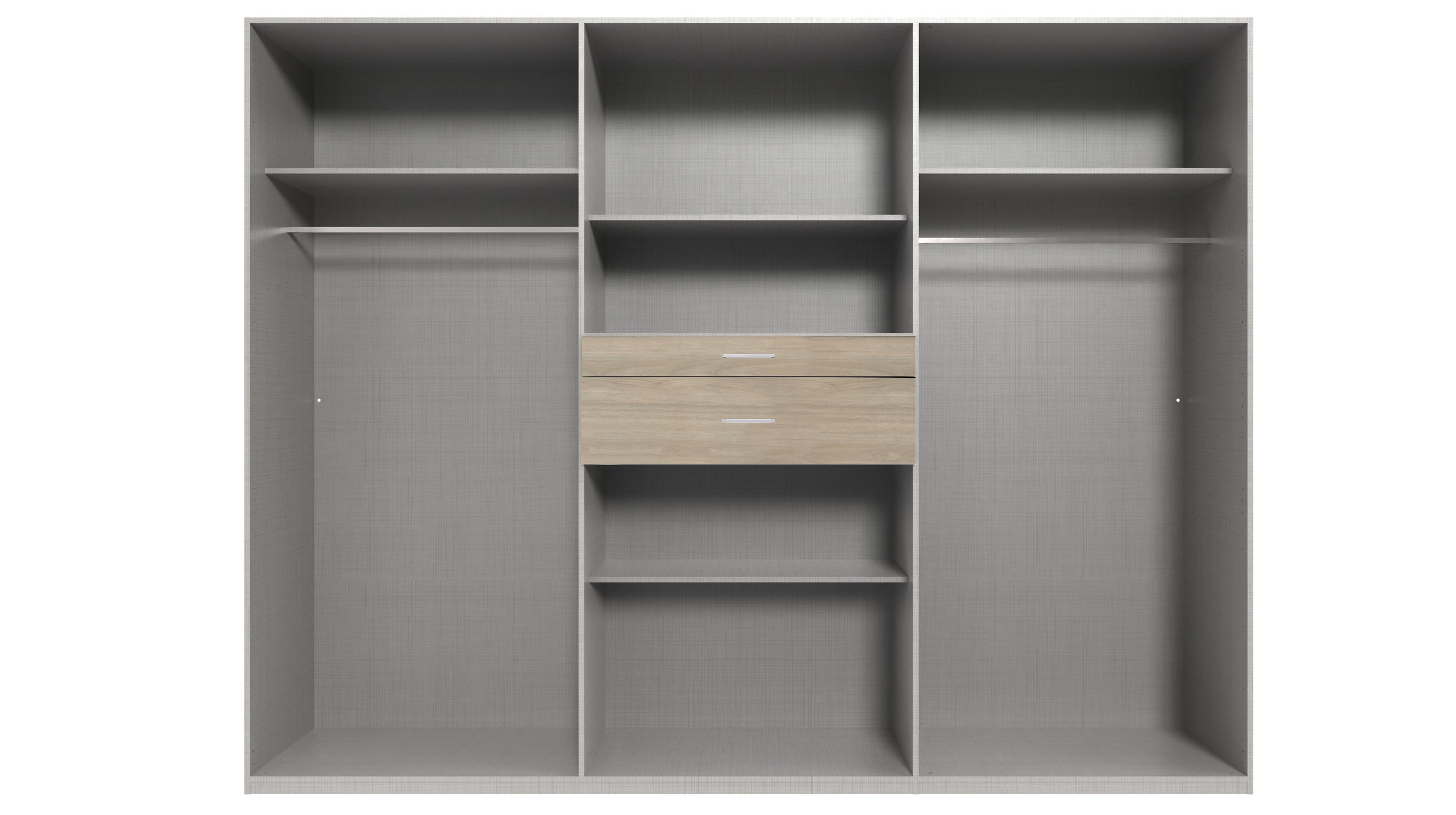 Kleiderschrank mit Spiegel 270 cm - Hickory Oak - grau - XANTEN