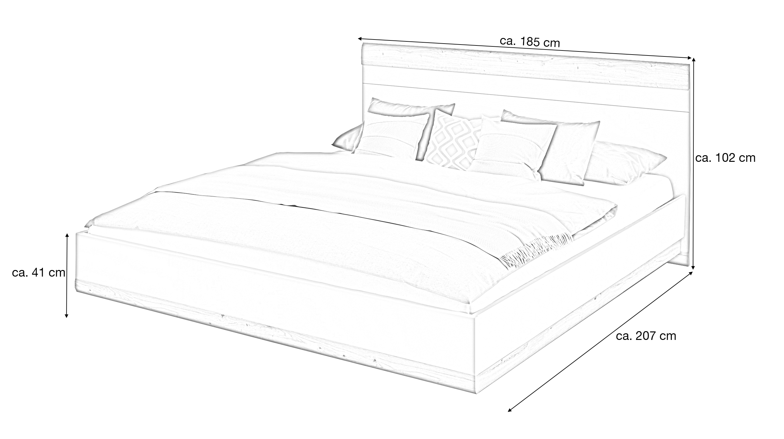 Doppelbett Futonbett 180 x 200 cm champagner Eiche - SAJO