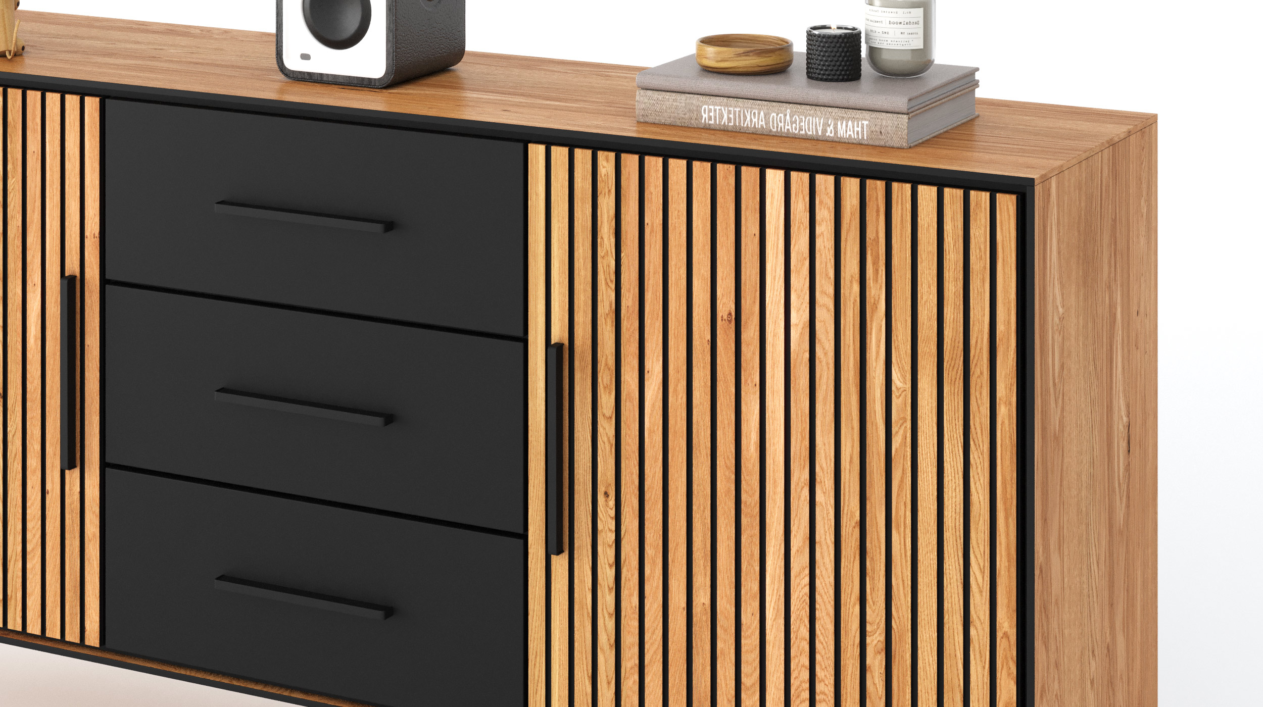 Sideboard mit 3 Schubladen Eiche geölt 163 cm - BELLA