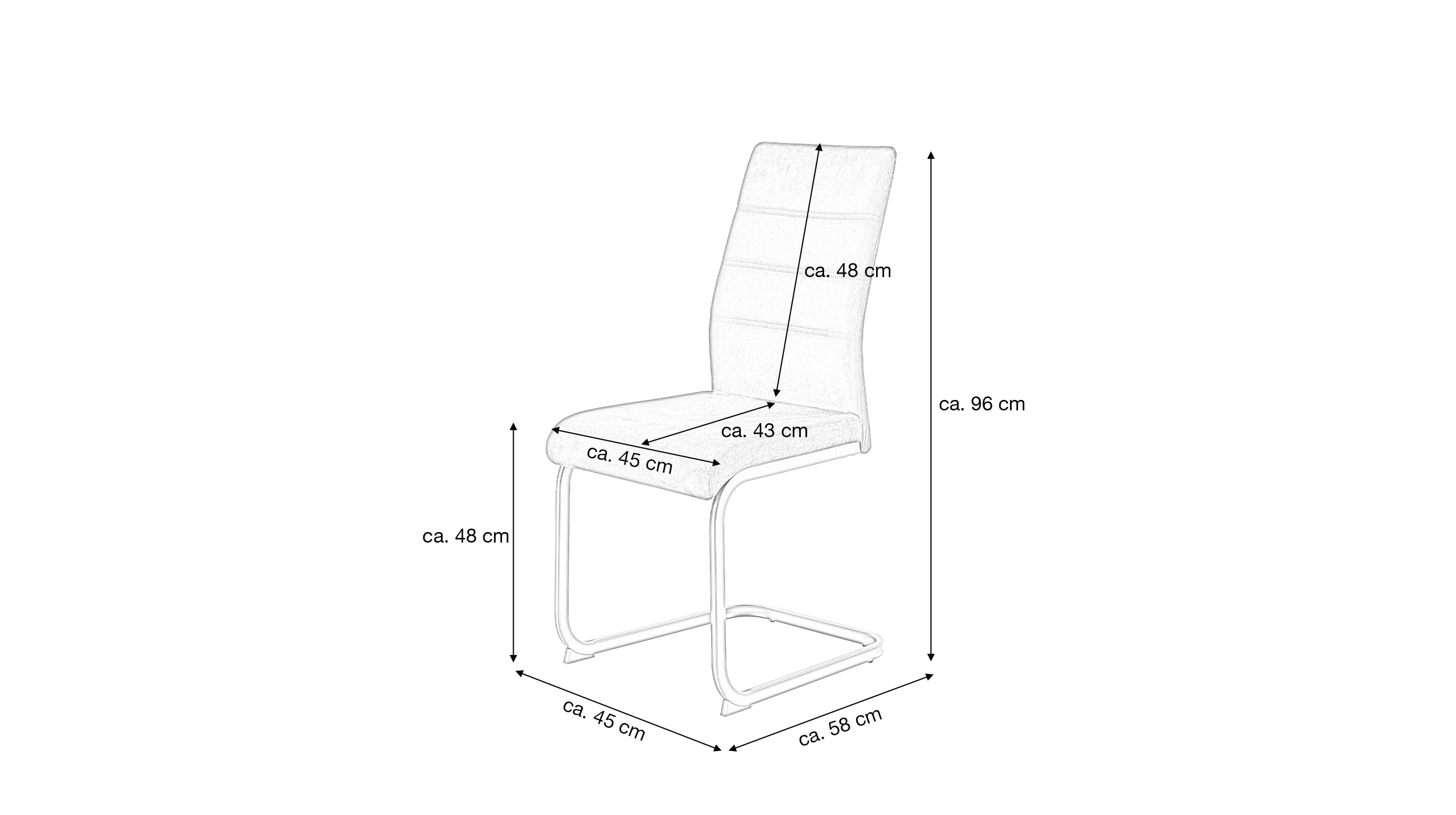Schwingstuhl grau Freischwinger Veloursoptik - TICINO